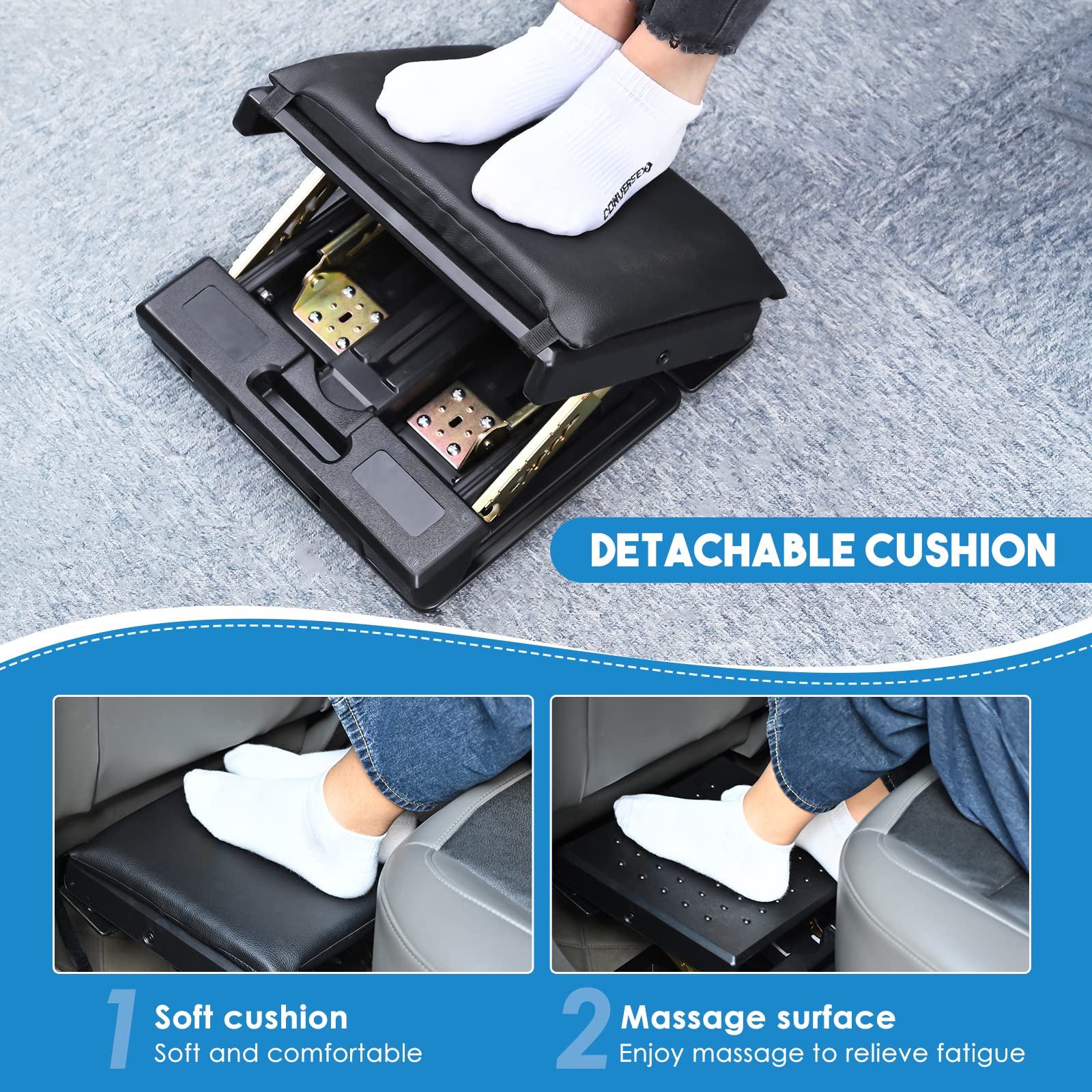 Potuem Adjustable Foot Rest Under Desk | Ergonomic Massage Footrest