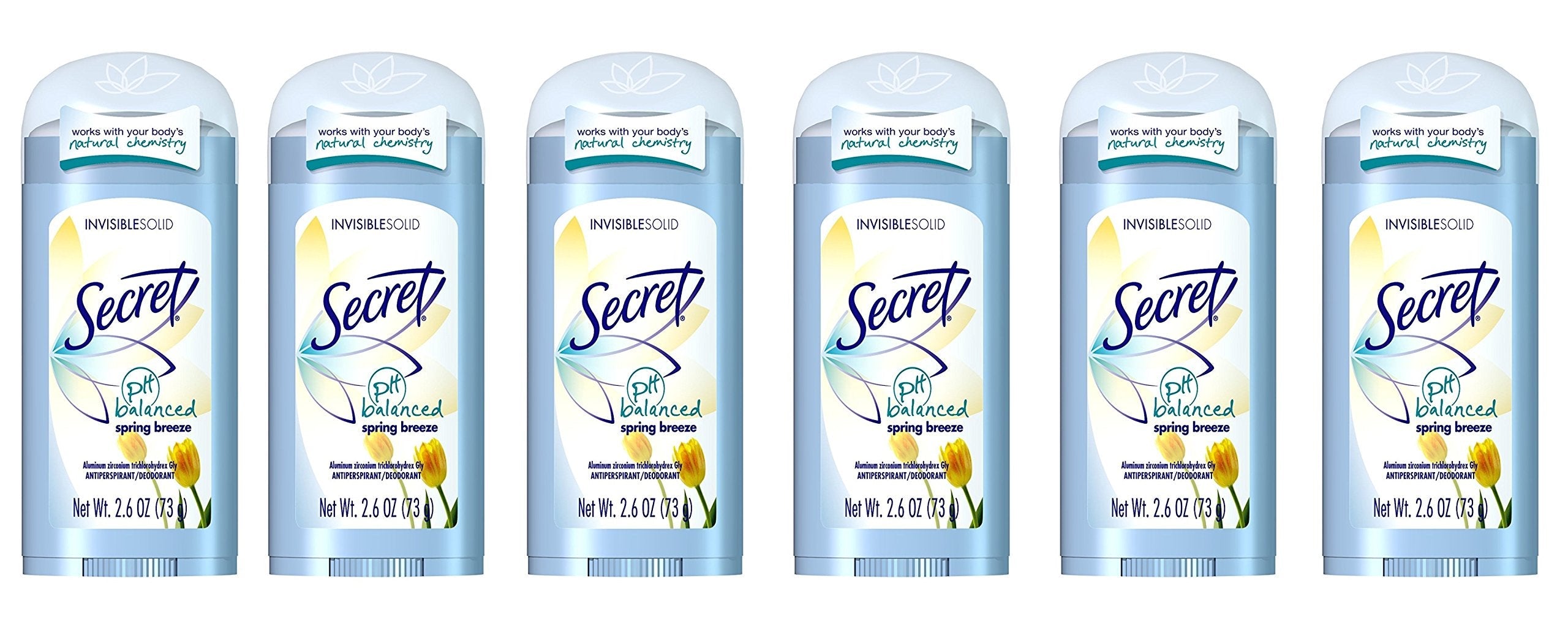 Secret Invisible Solid Antiperspirant Deodorant, Spring Breeze (6 Pack)
