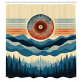 Abakuhaus Boho Shower Curtain | Mid Century Mountain Fabric Decor | 175x200cm
