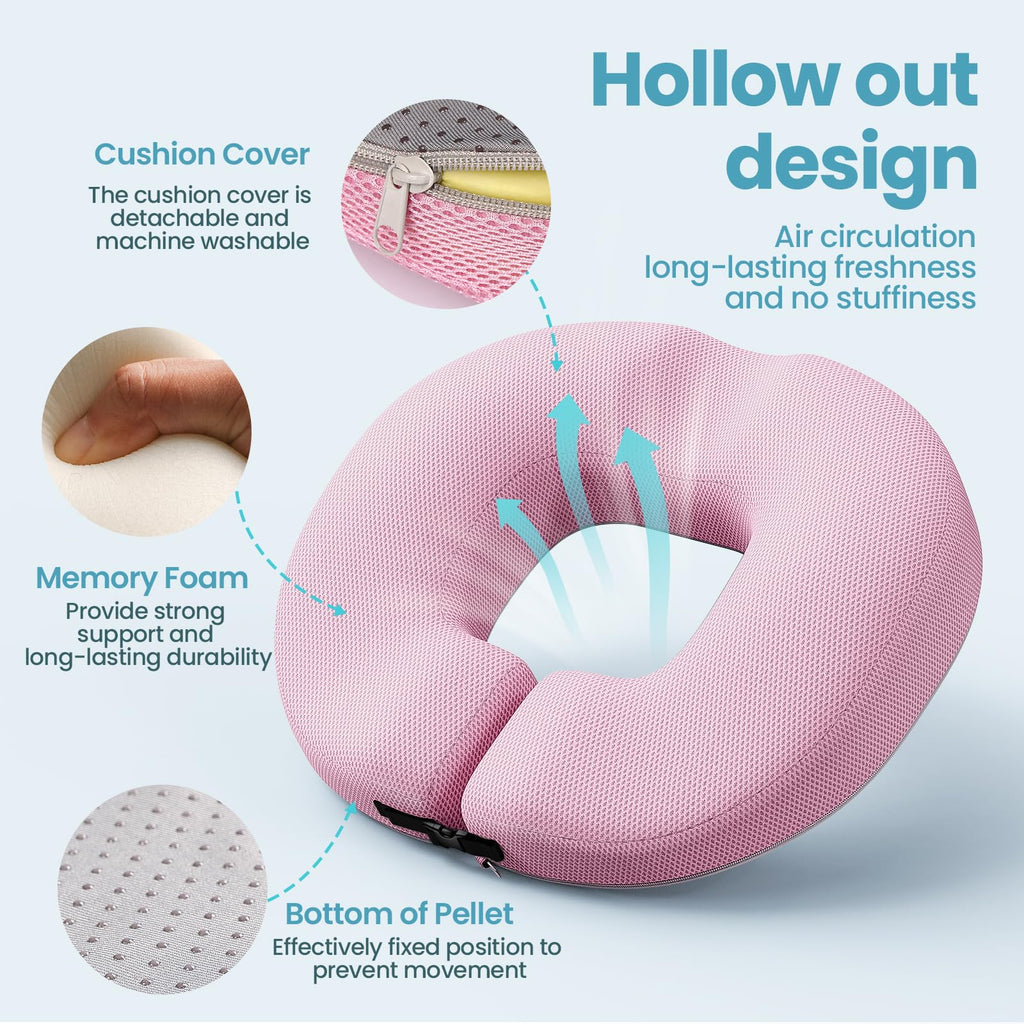 Benazcap Donut Cushion - Memory Foam Coccyx Pillow for Tailbone Pain