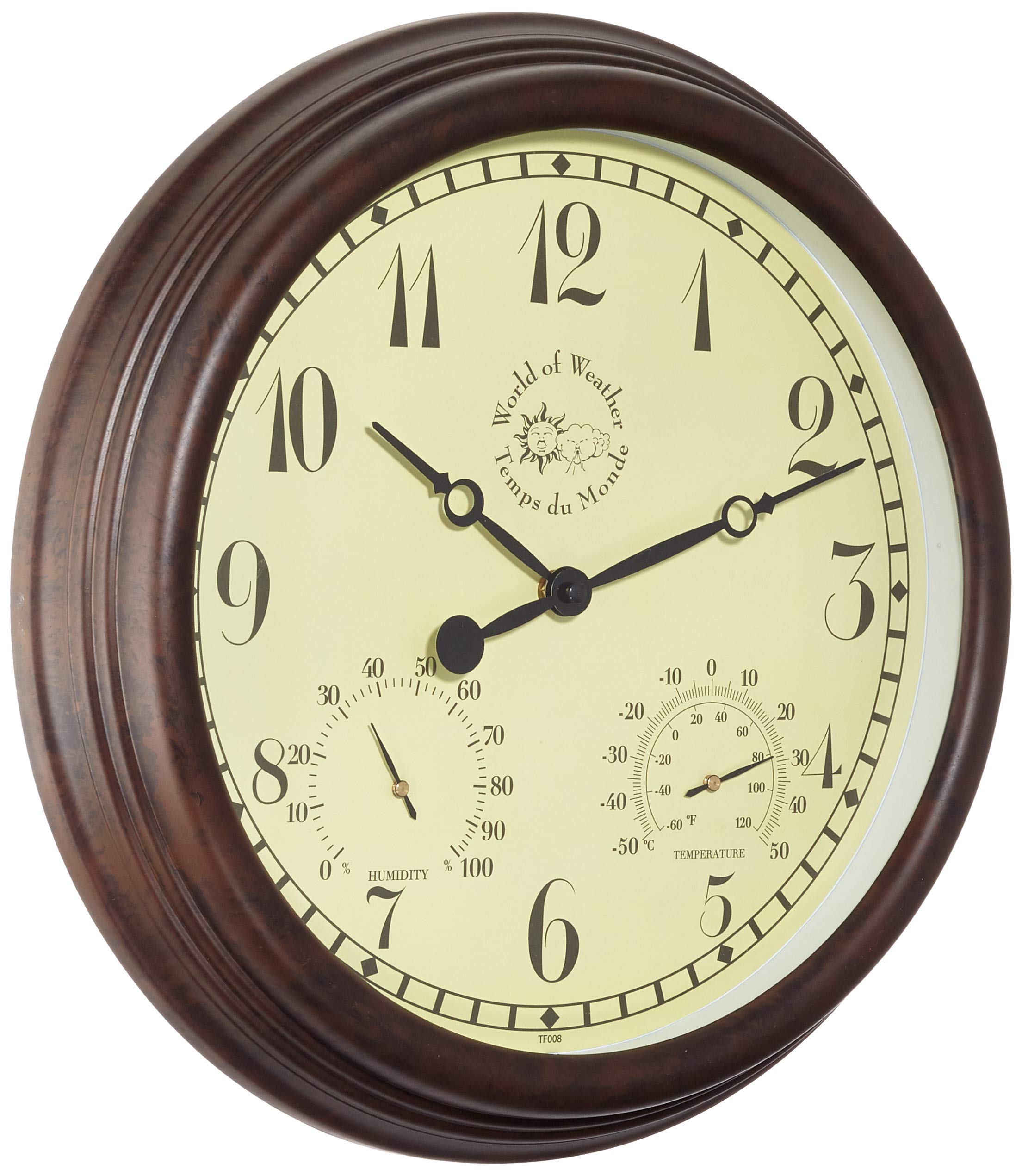 Esschert Design Gartenuhr – Wanduhr mit Thermometer & Hygrometer, Weiß