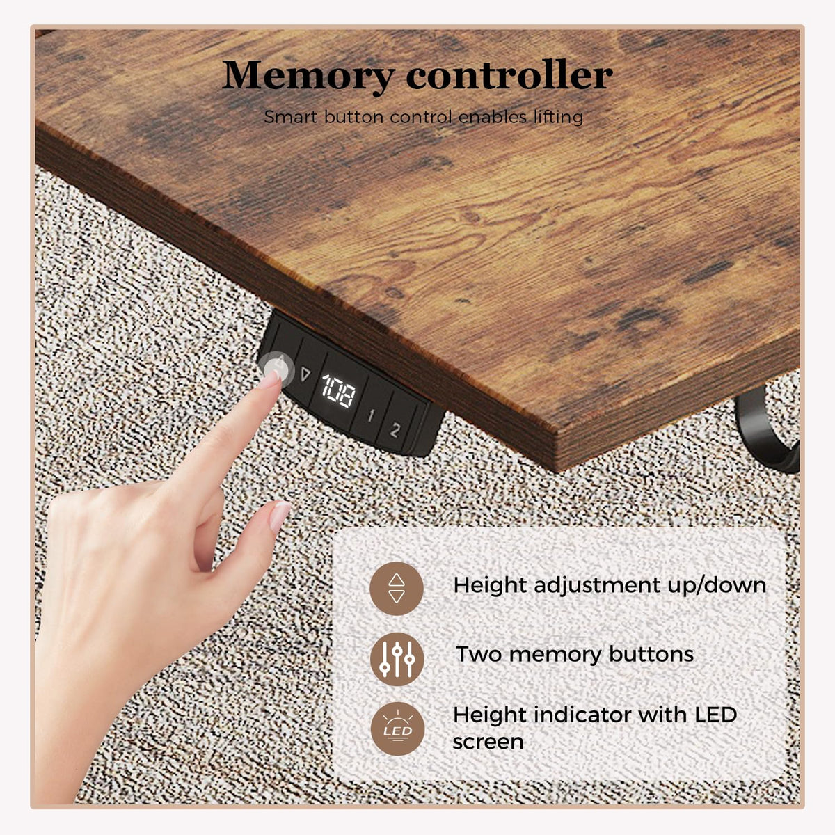 Klicelor Height Adjustable Electric Desk, 2 Memory Buttons, 140x80cm - image 5