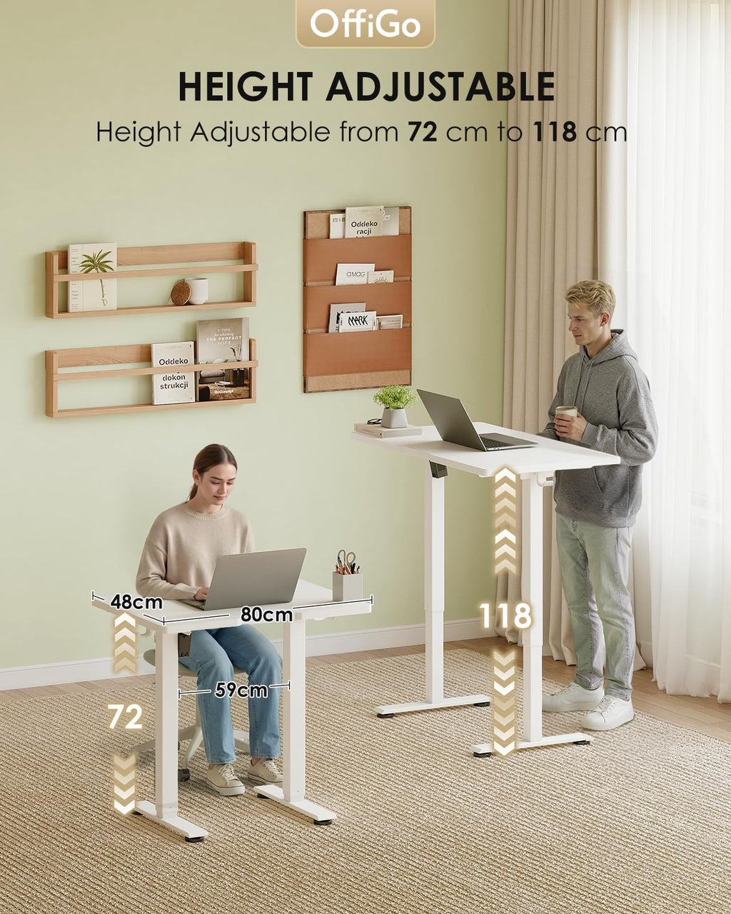 OffiGo Standing Desk, Small Height Adjustable Desk with 3 Memory Heights - image 5