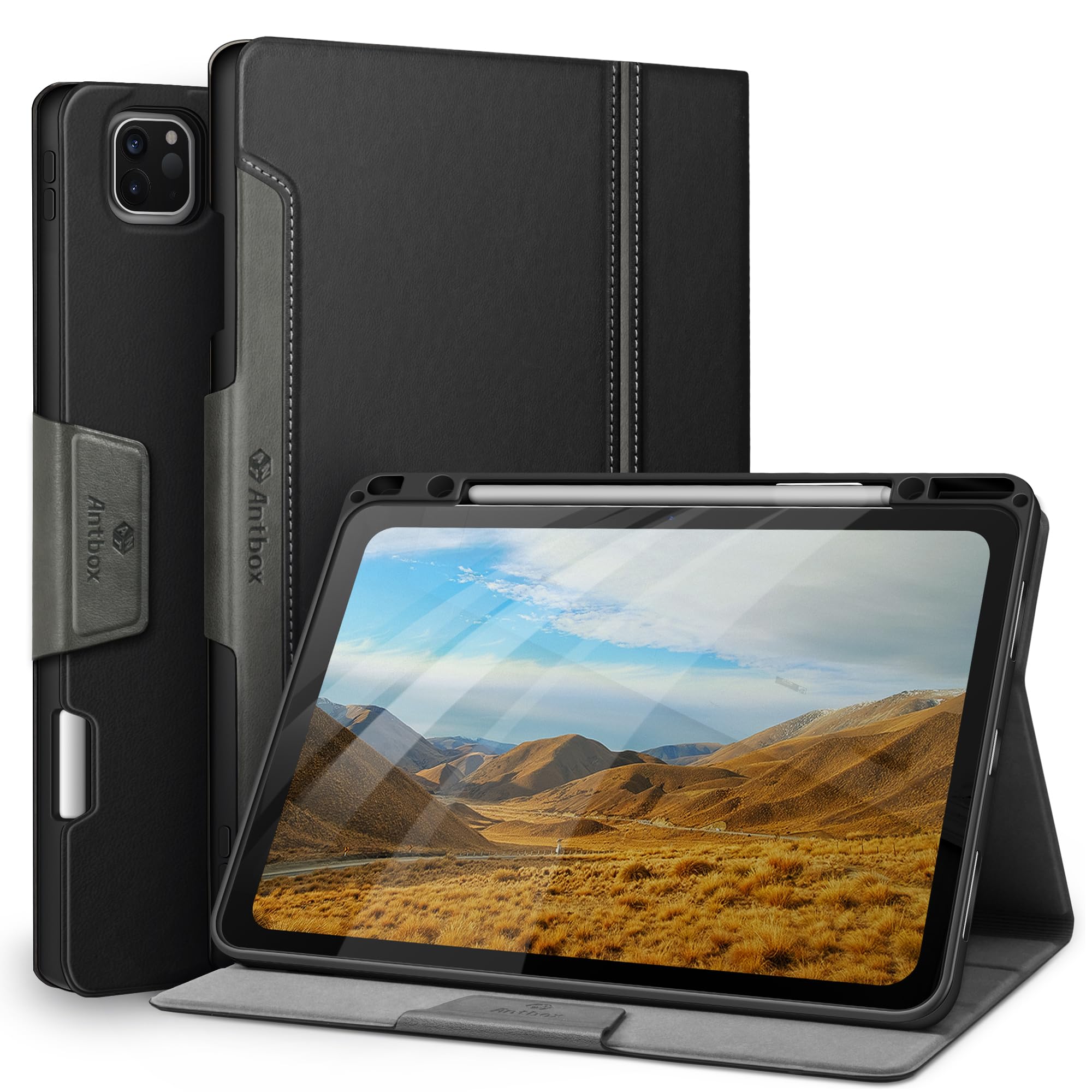 Antbox iPad Pro 12.9 Case with Pencil Holder – PU Leather Smart Cover