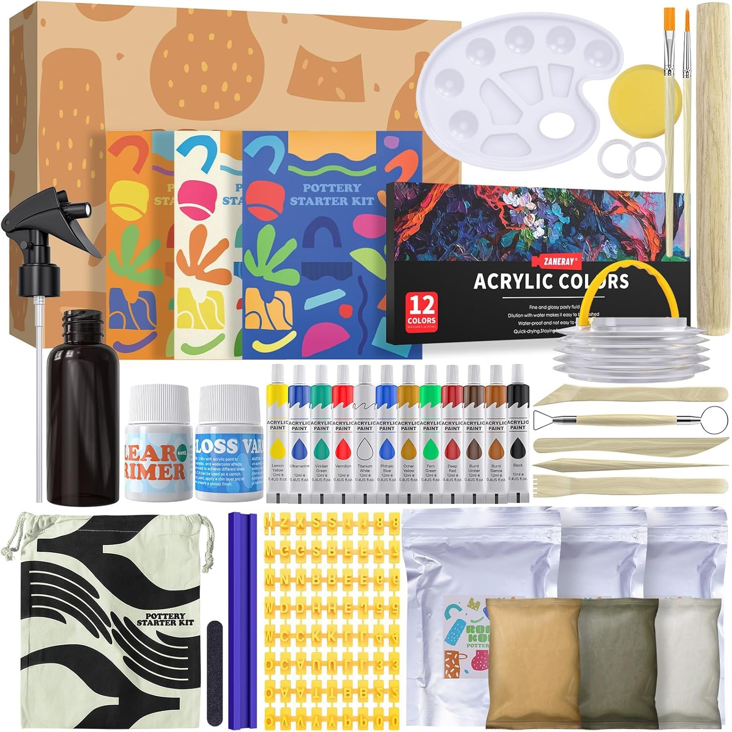 Jolof Store Air Dry Clay Kit for Adults - DIY Pottery Sculpting Set