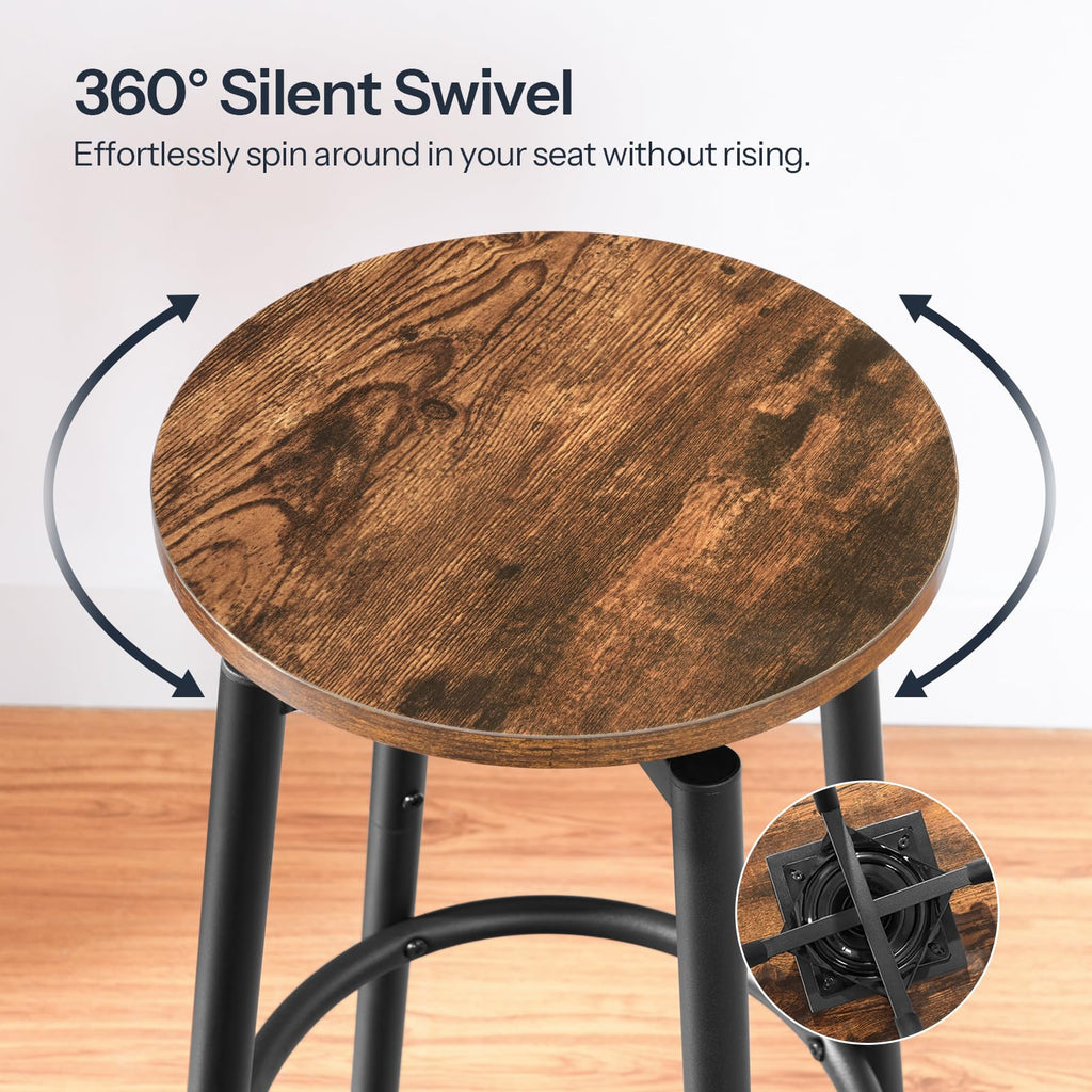 HOOBRO 360 Swivel Bar Stools Set of 2, Round Kitchen Breakfast Stools, Bar Chairs with Footrest, for Kitchen Islands, Cafe, Counter - image 5