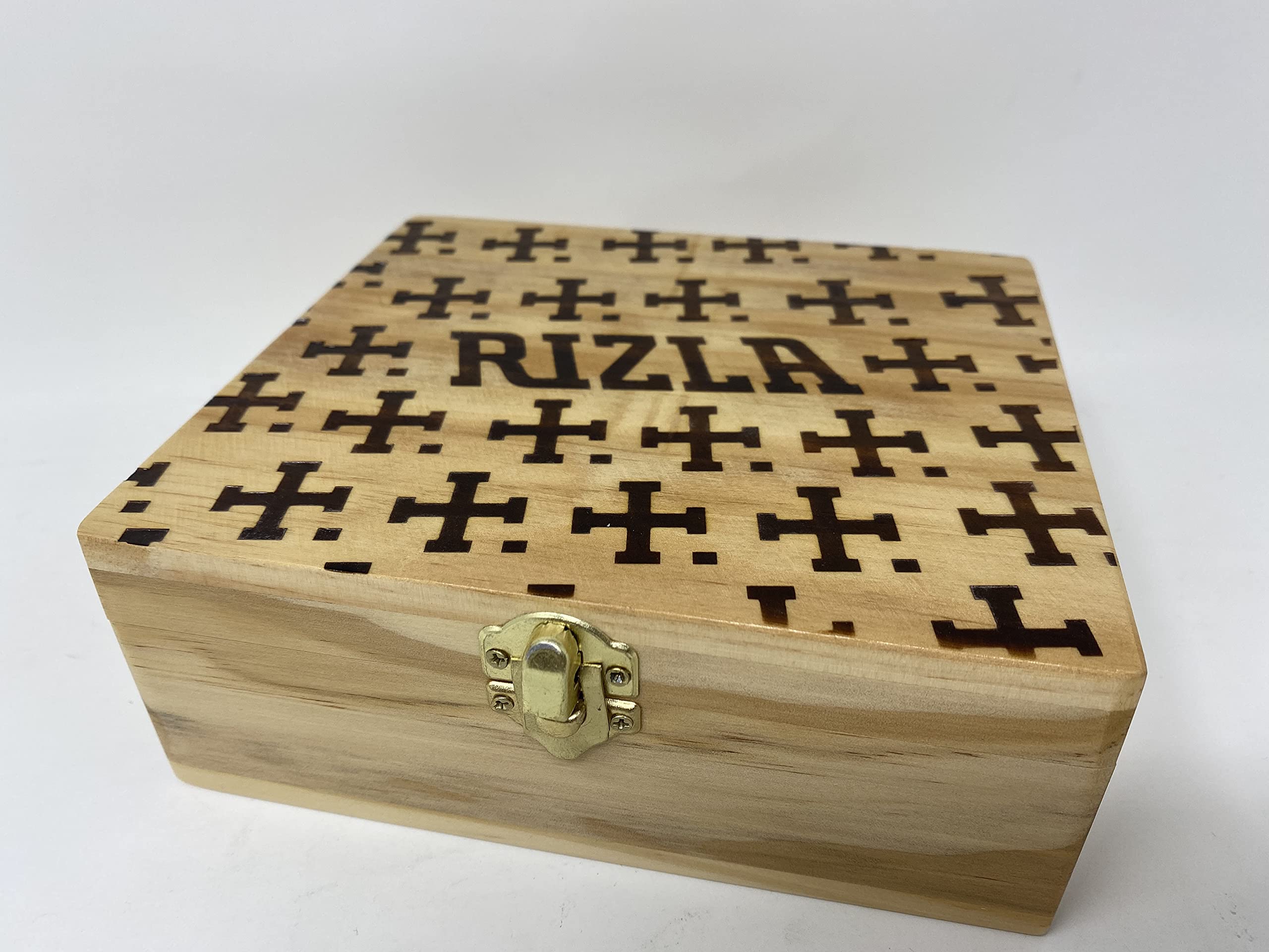 Rizla Wooden Rolling Box Gift Set with RAW Papers and Metal Grinder