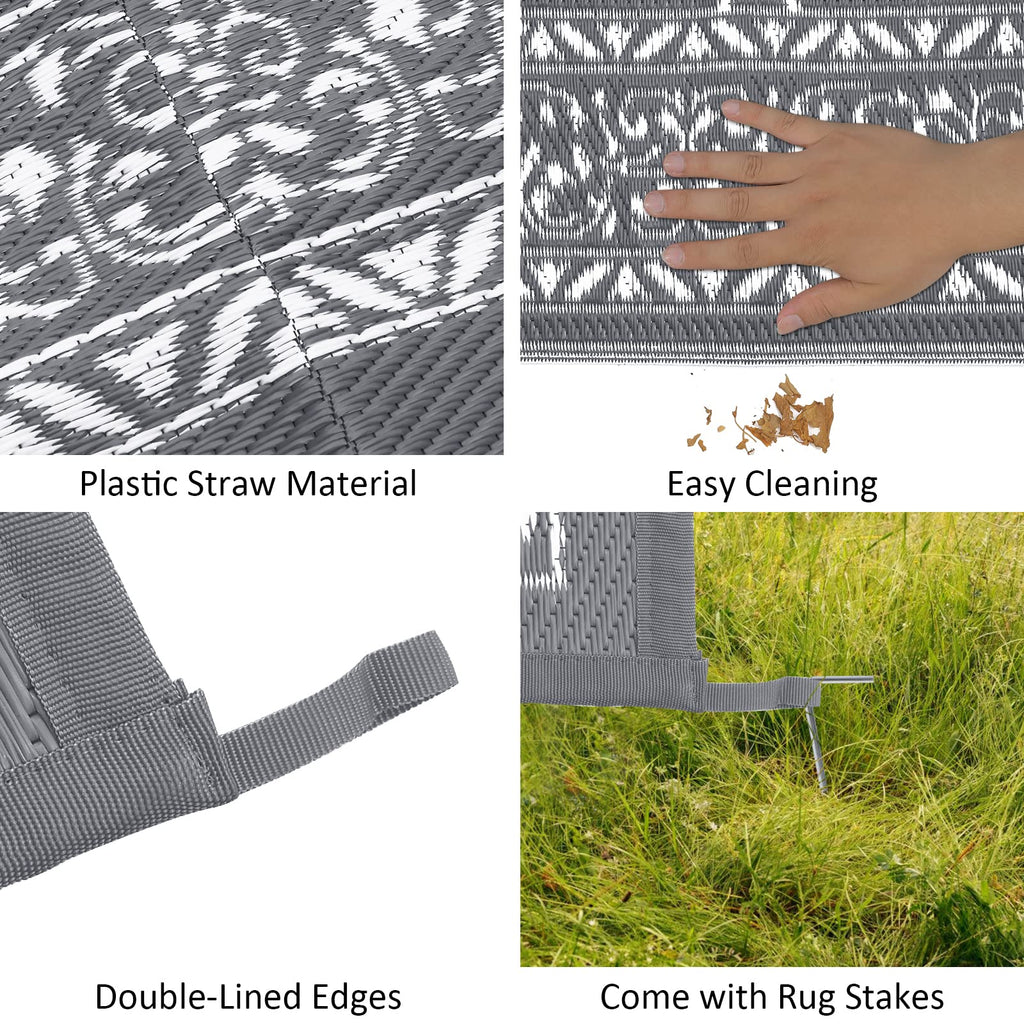 Enyhom Reversible Outdoor Rug – 180x270cm Waterproof Plastic Patio Mat