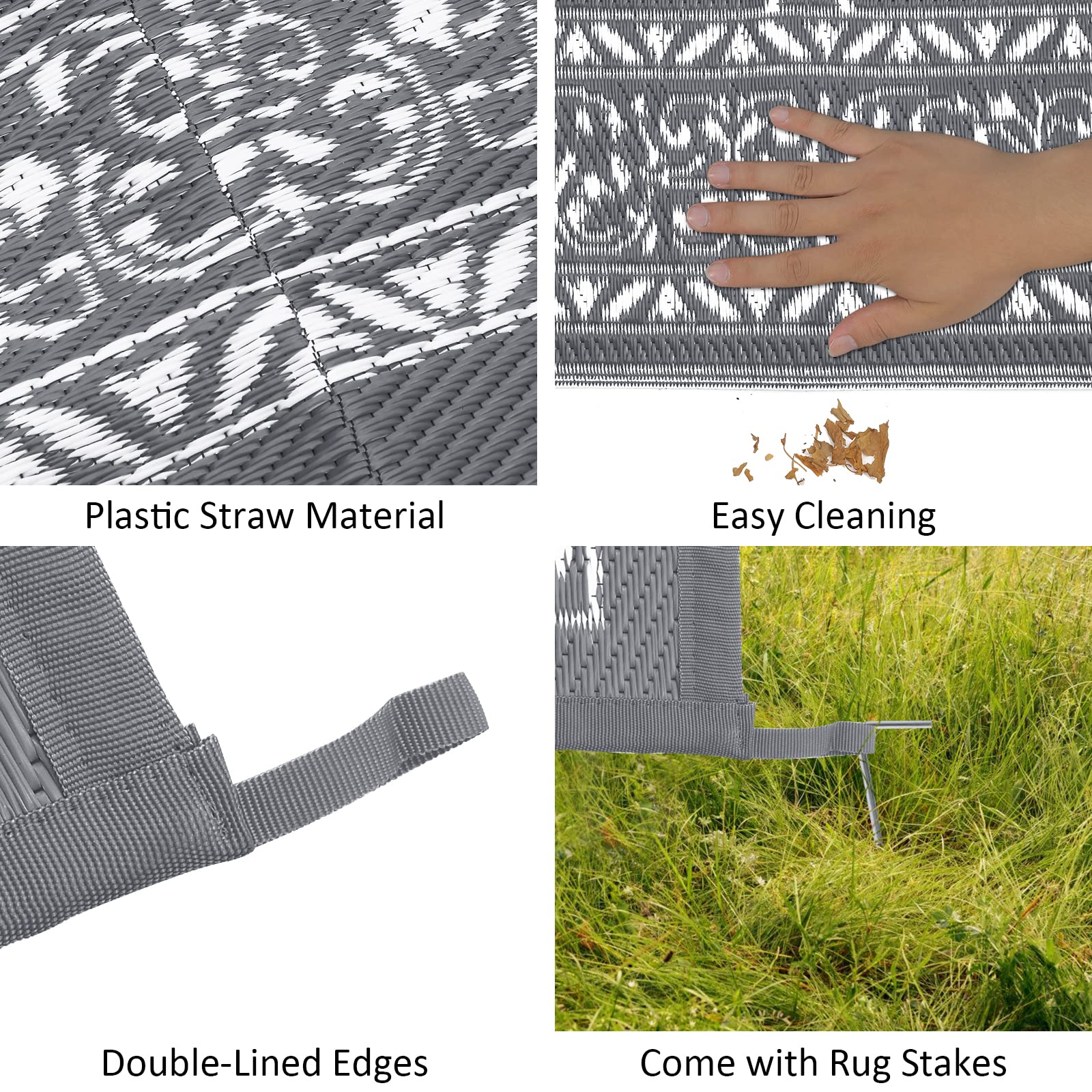 Enyhom Reversible Outdoor Rug – 180x270cm Waterproof Plastic Patio Mat