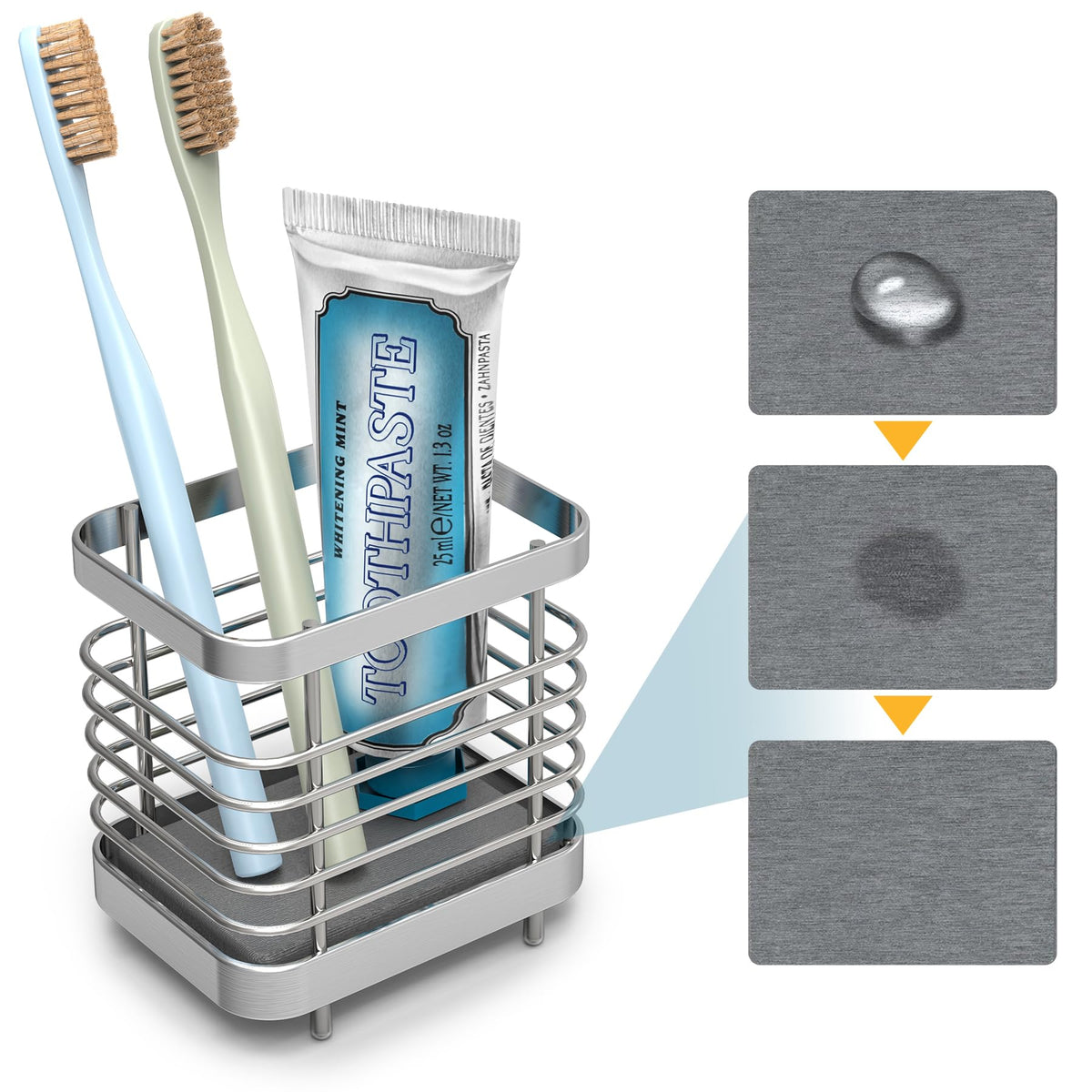 NiHome Stainless-Steel Toothbrush Holder with Diatomite Drip Tray - image 1