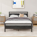 BOFENG 4ft6 Double Bed Frame | Heavy Duty Metal Platform with Wood Headboard