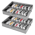 Under Bed Shoe Storage Organiser Set of 2, Fits 32 Pairs Total, Underbed Shoe Box/ Containers w/ Reinforced Handles