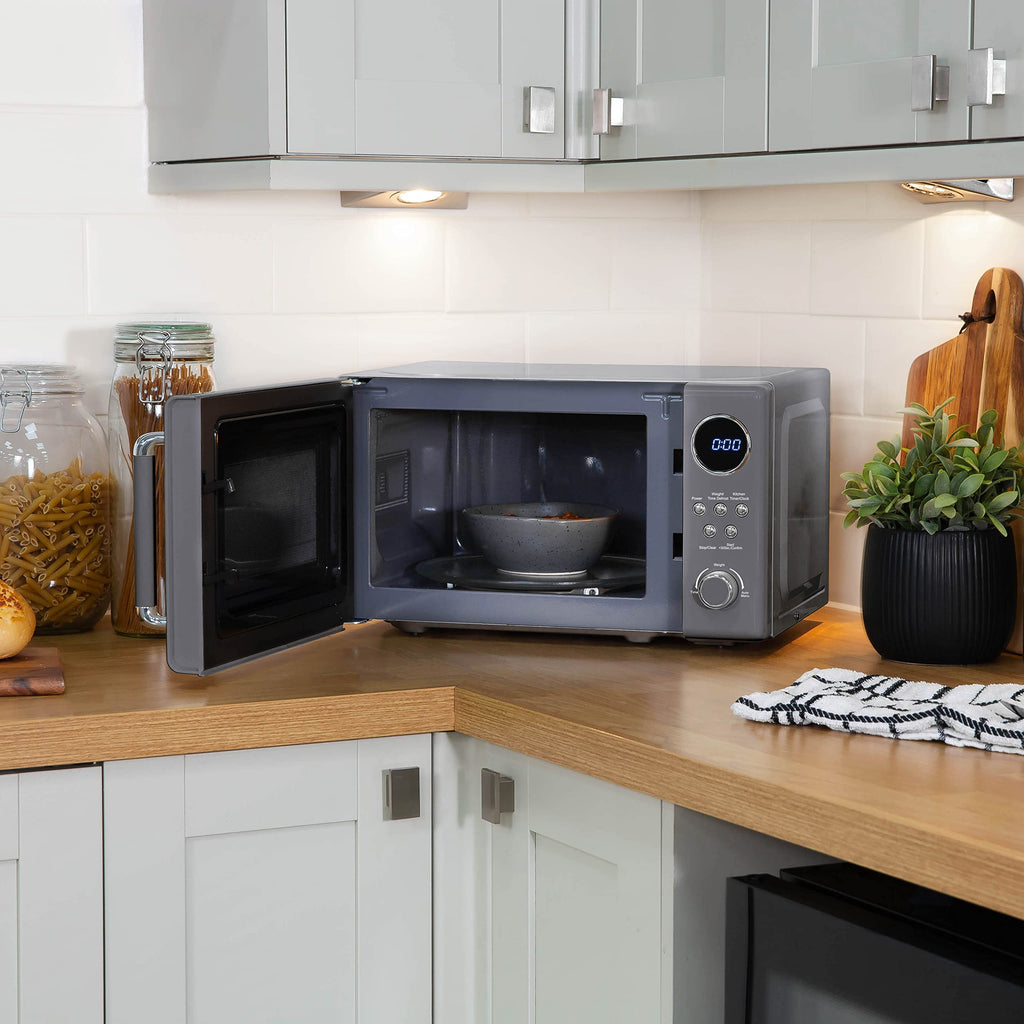 Russell Hobbs Retro Digital Microwave | 20L Grey 800W with Mirror Finish