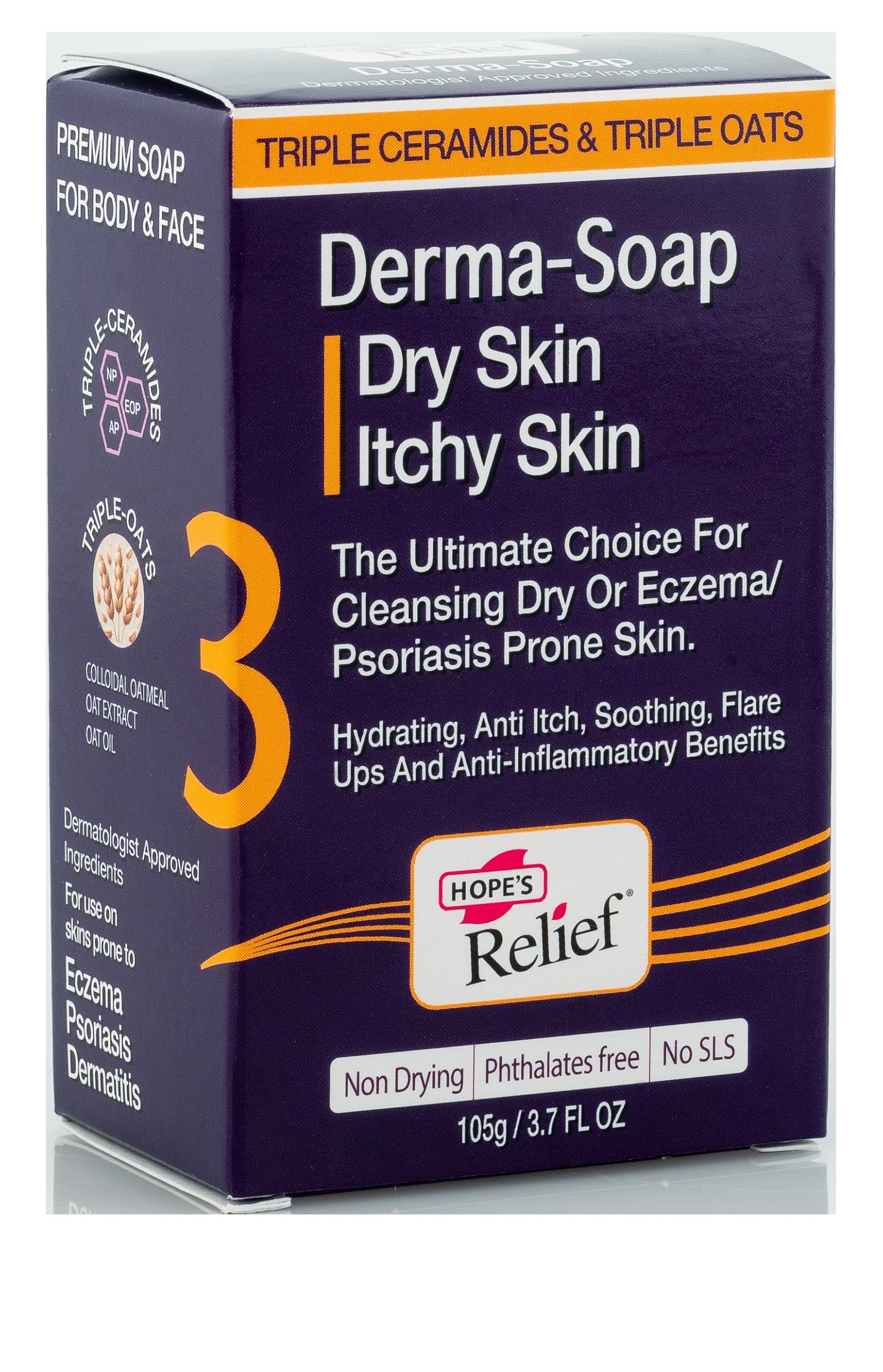 Hope's Relief Derma Soap Bar | Triple Oat & Ceramide for Eczema, 105g