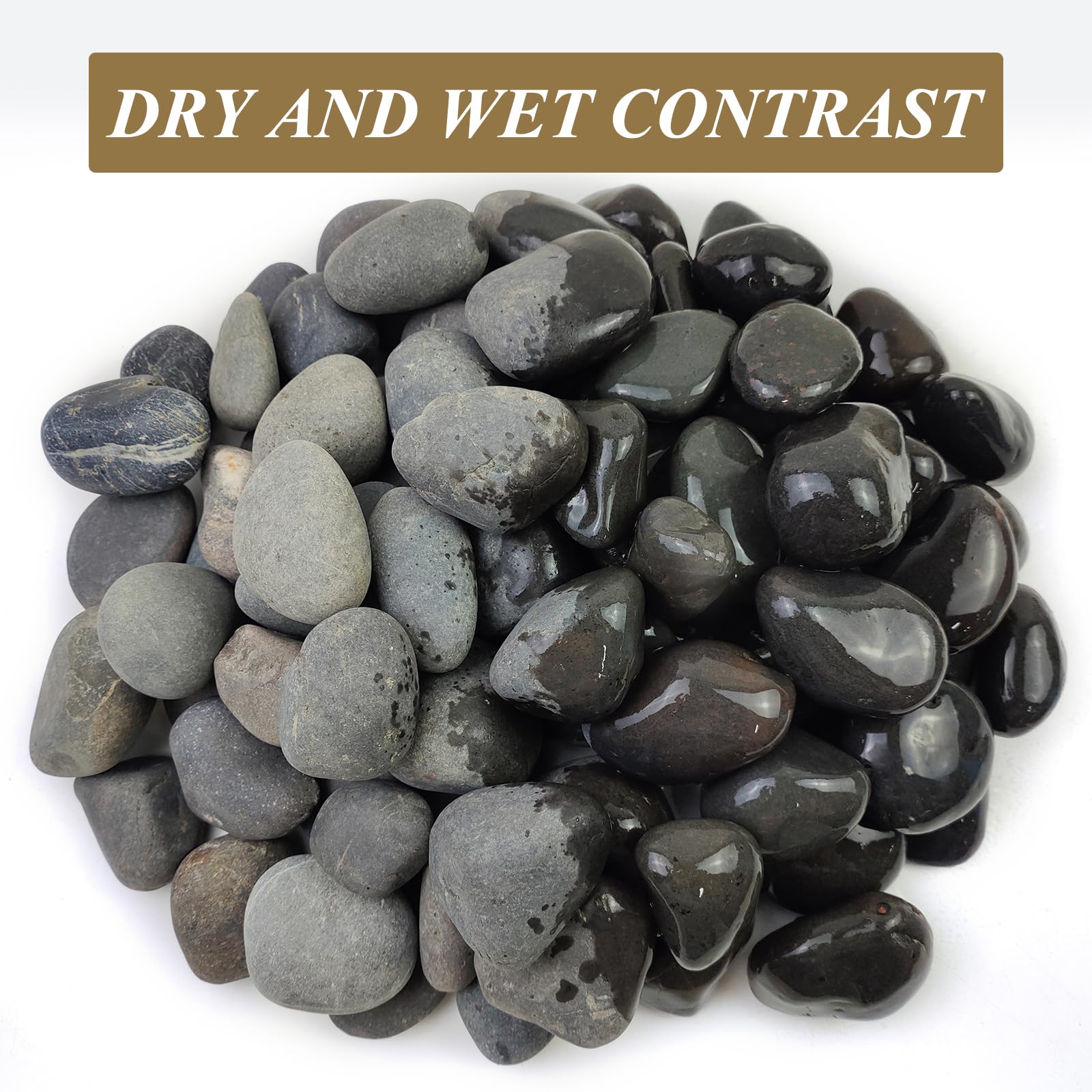 FANTIAN 20 lbs Black Garden Stones | 4-6 cm Natural Decorative Pebbles