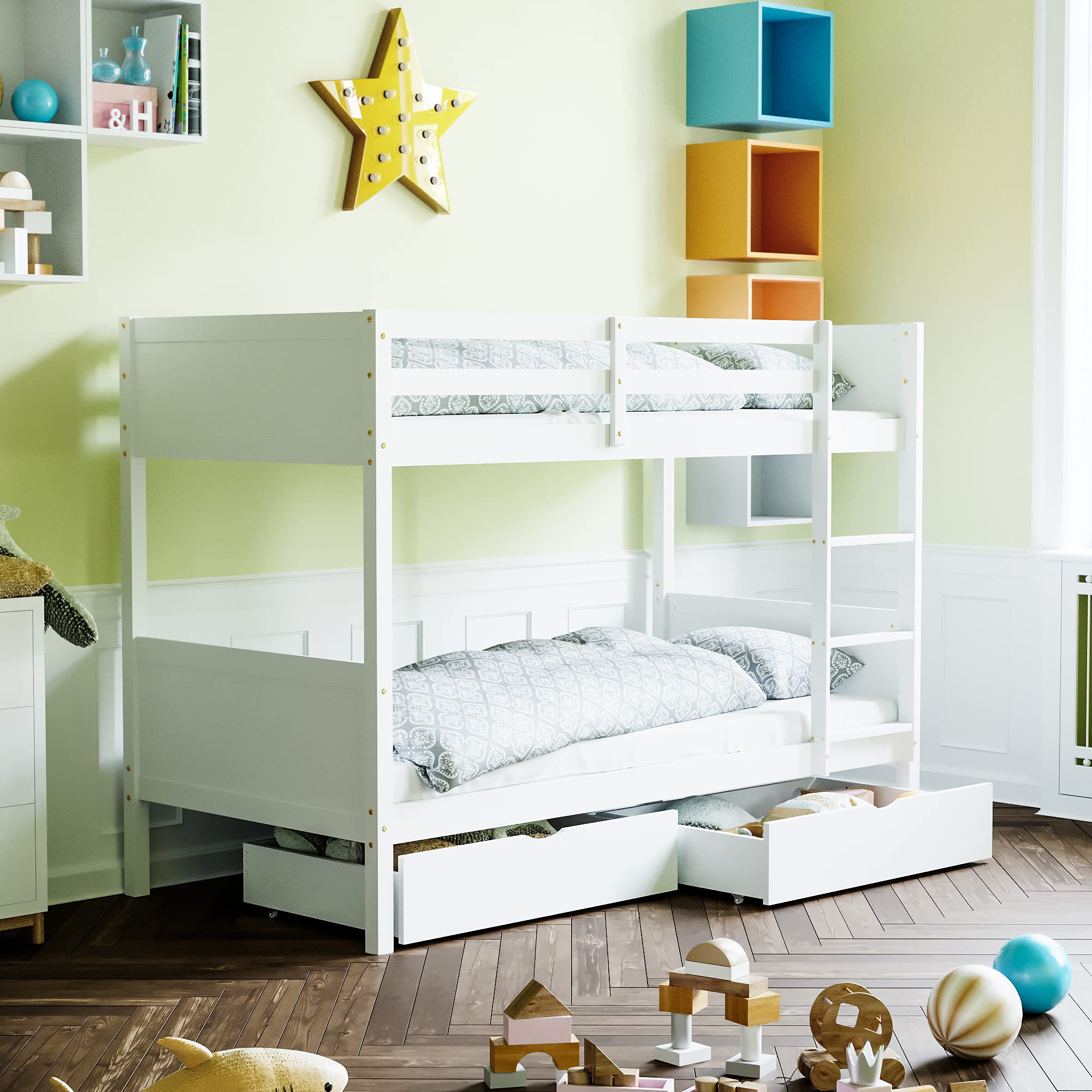 Junior Vida Gemini 3ft Single Detachable Bunk Bed with Storage - White