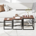 DUMEE Nesting Coffee Tables Set of 3,Sofa End Tables,Nest of Tables Walnut