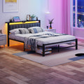 ARFARLY King Size Bed Frame | Upholstered Storage Bed with LED & USB