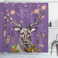 ABAKUHAUS Boho Reindeer Shower Curtain | Waterproof Fabric - 69 x 78 in