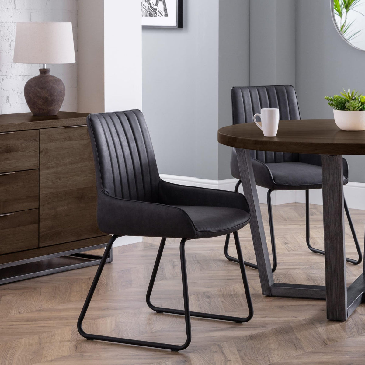 Julian Bowen Soho Dining Chairs, Set of 2, Faux Leather, Black - H86xW50cm - image 1