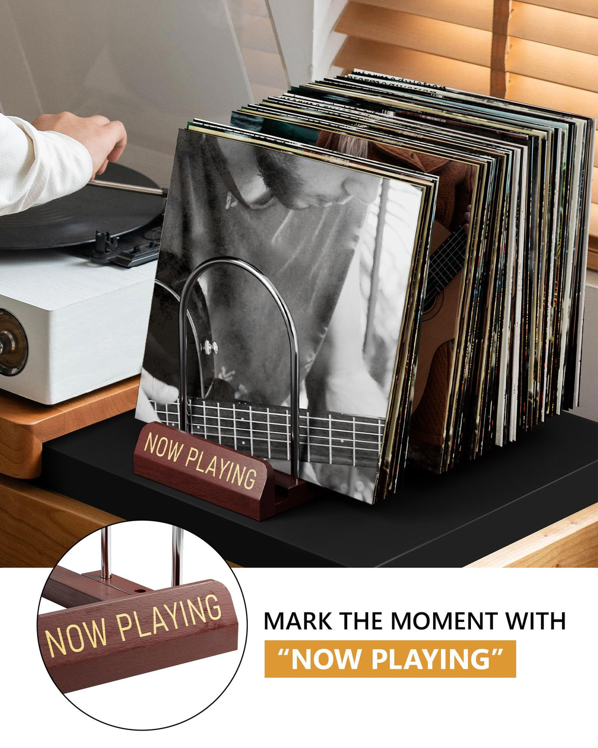 BS-VOG Vinyl Record Storage Stand, Expandable Holder for 30-70 LPs - image 3