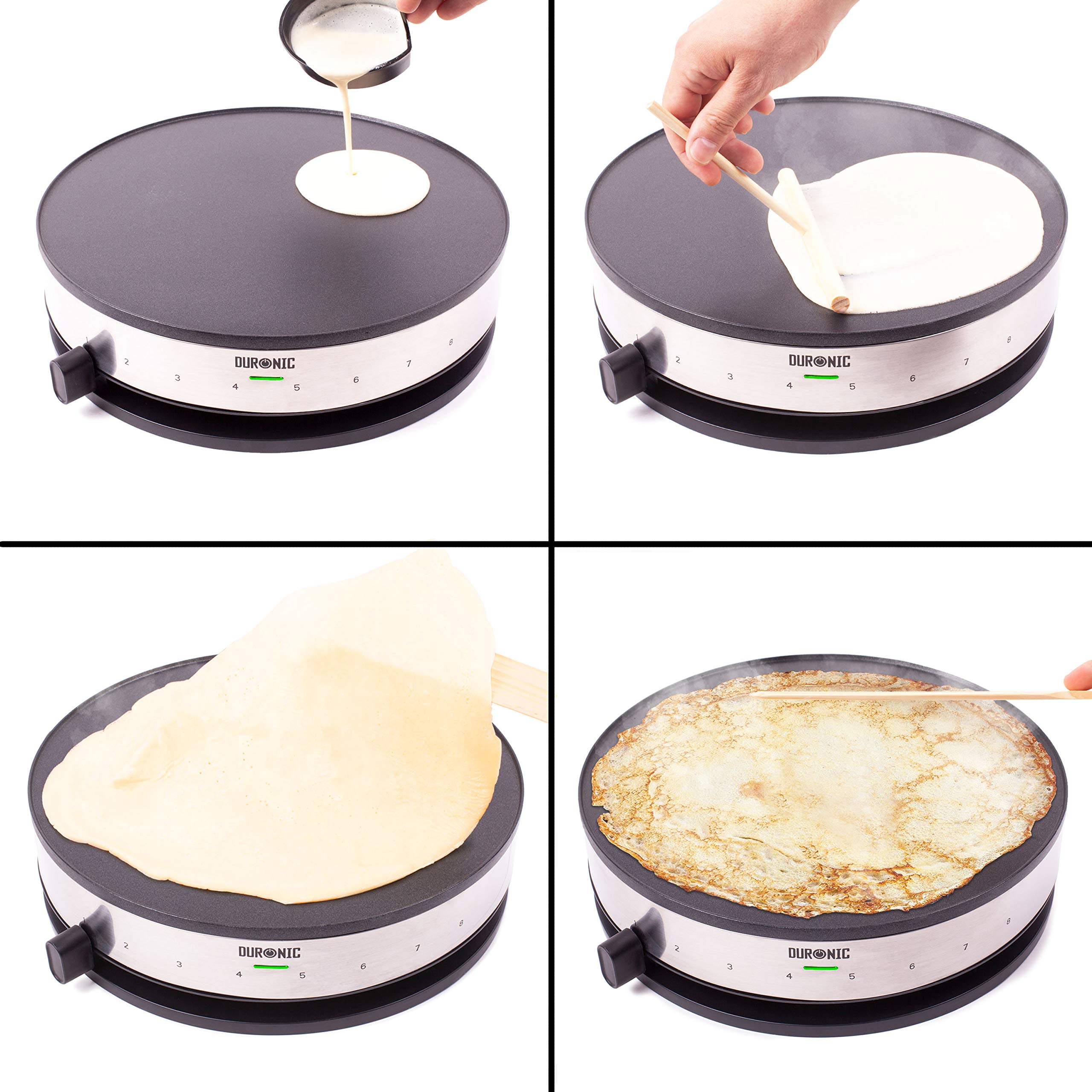 Duronic PM131 Electric Crepe Maker – 1300W Non-Stick Pancake Griddle, 33cm