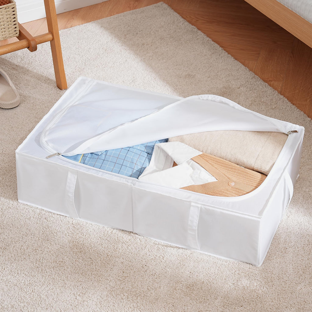 TYEERS Under Bed Storage Box with Lid | Durable Fabric 4-Pack | Dark Grey