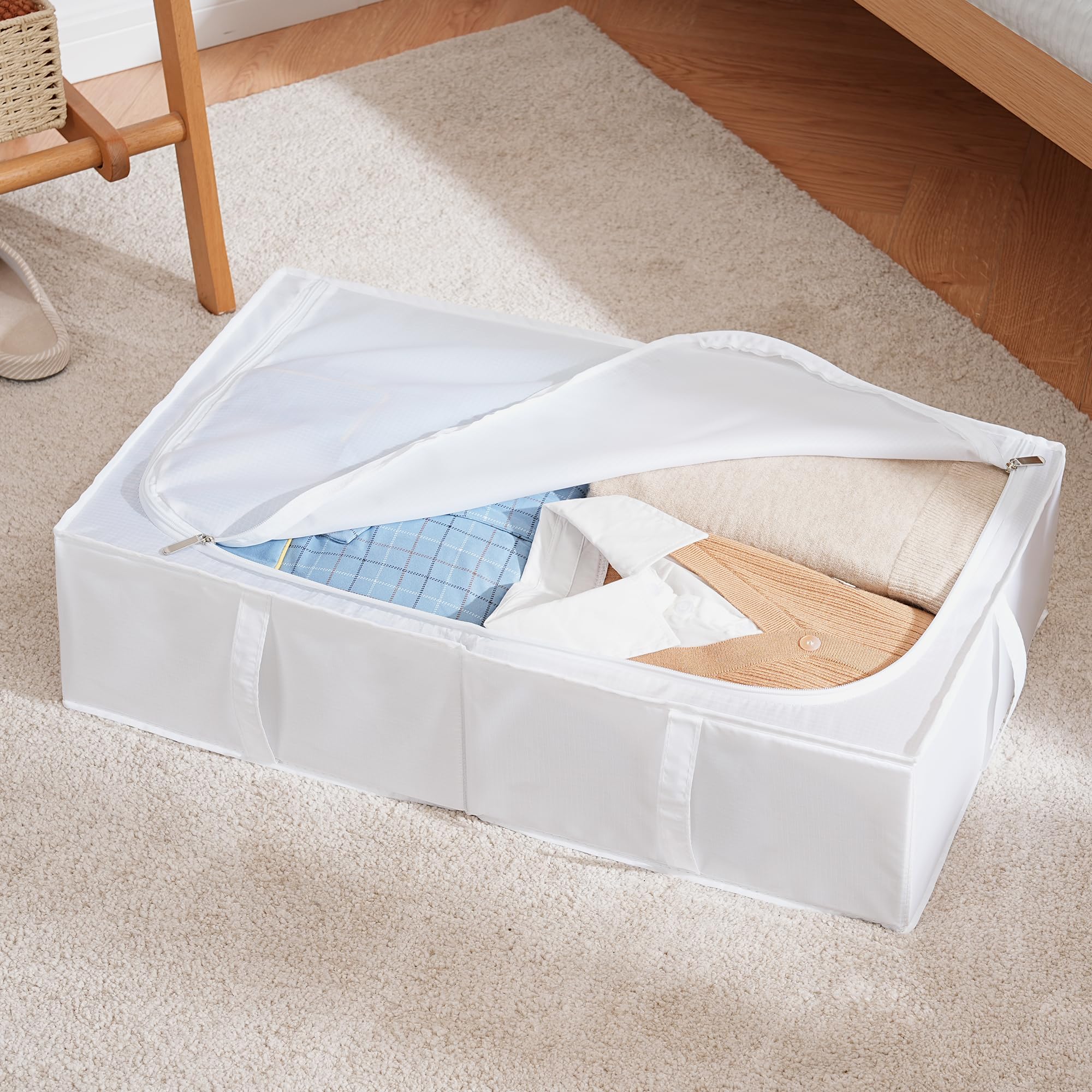 TYEERS Under Bed Storage Box with Lid | Durable Fabric 4-Pack | Dark Grey