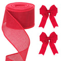 G2PLUS Red Wired Burlap Ribbon - 63mm x 10m Jute Hessian for Christmas Bows