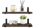 Mkouo Rustic Floating Shelves – 60cm Paulownia Wood Wall Mount, Set of 2