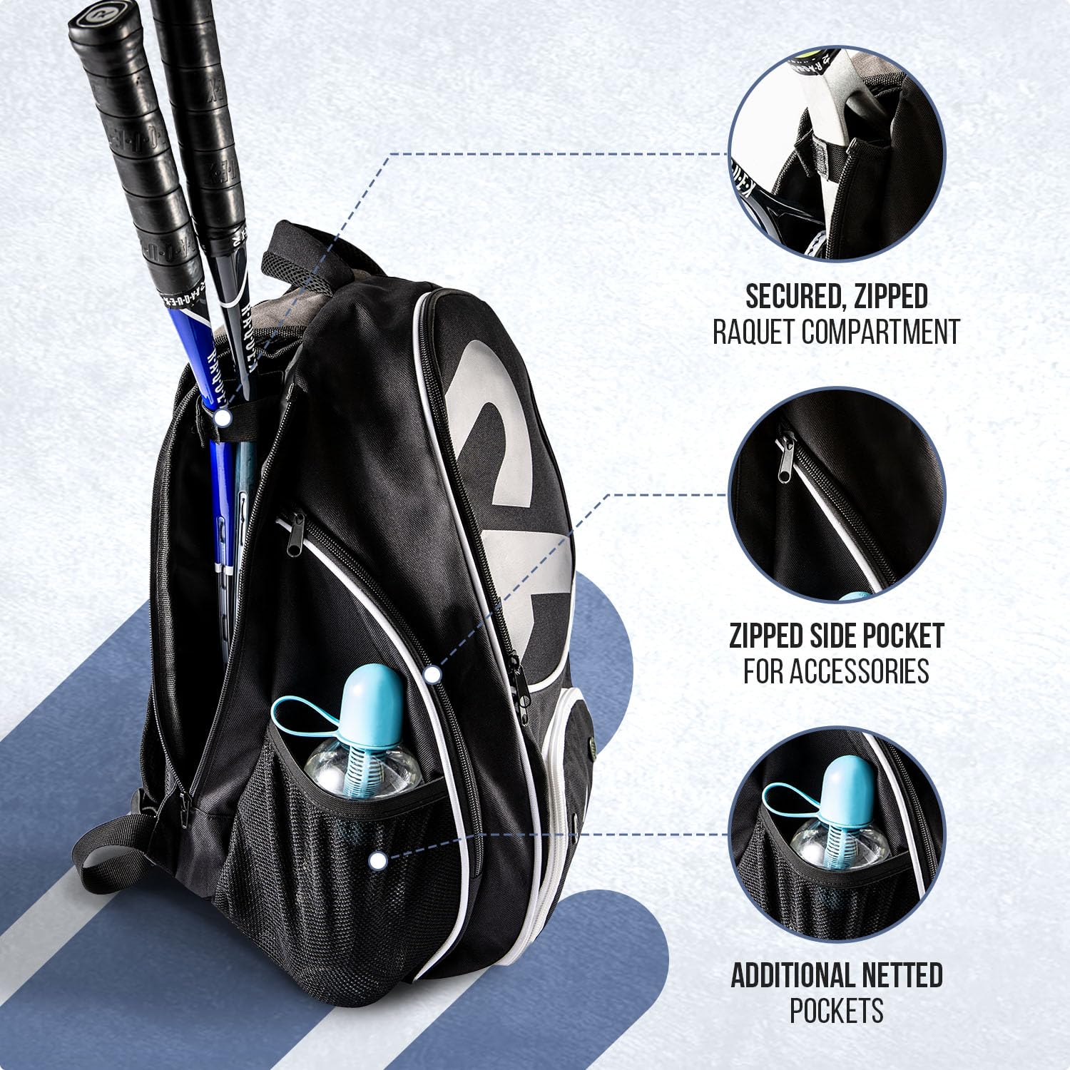 Raquex Racket Sports Backpack – Tennis & Squash Bag with Shoe Compartment