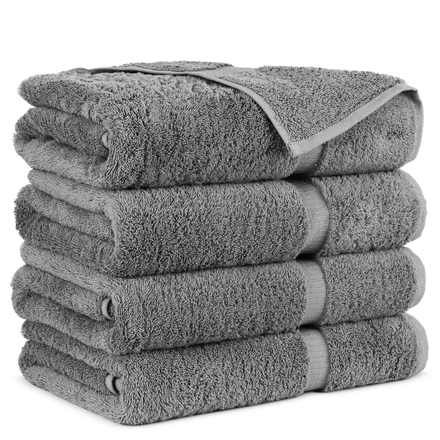 Towel Bazaar Turkish Cotton Bath Towels - 4-Piece Set, Gray