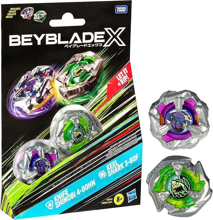 Beyblade X Dual Pack – Knife Shinobi & Keel Shark Spinning Top Set
