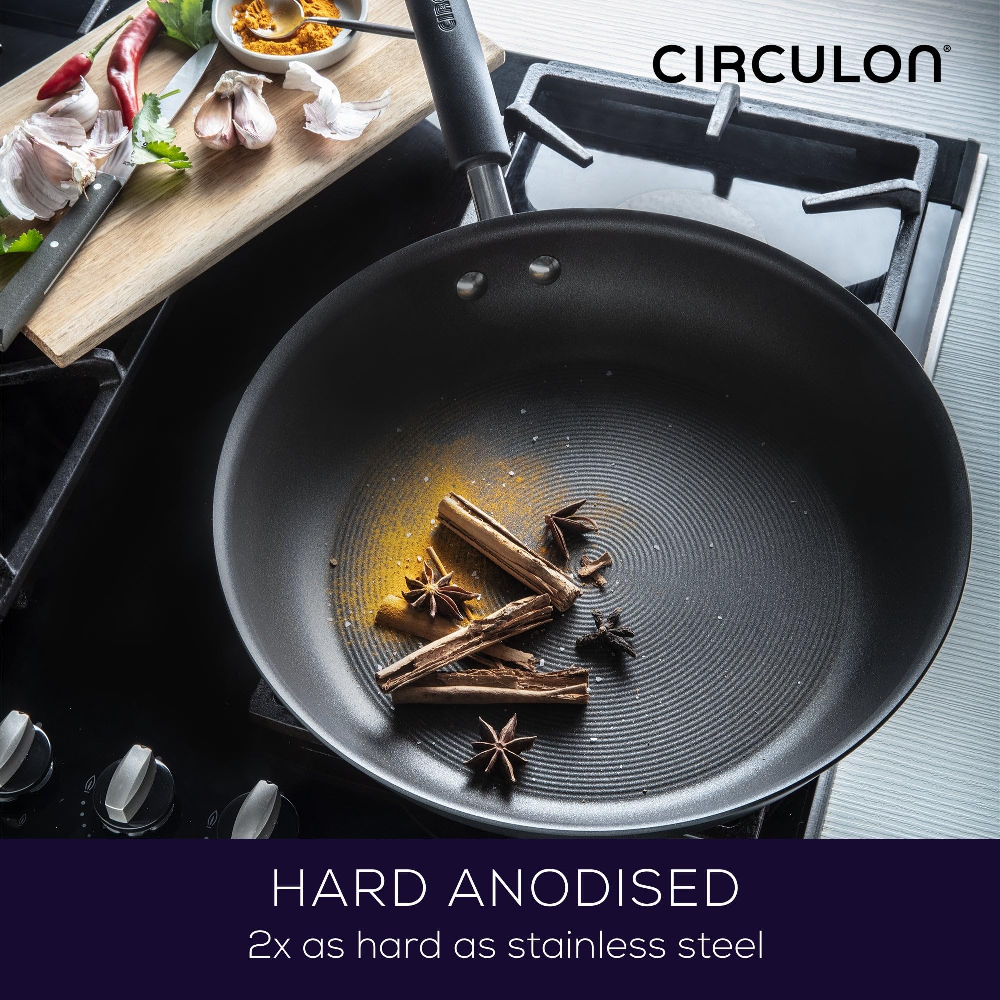 Circulon Total Non-Stick Saute Pan with Lid | 28cm Hard Anodized Induction