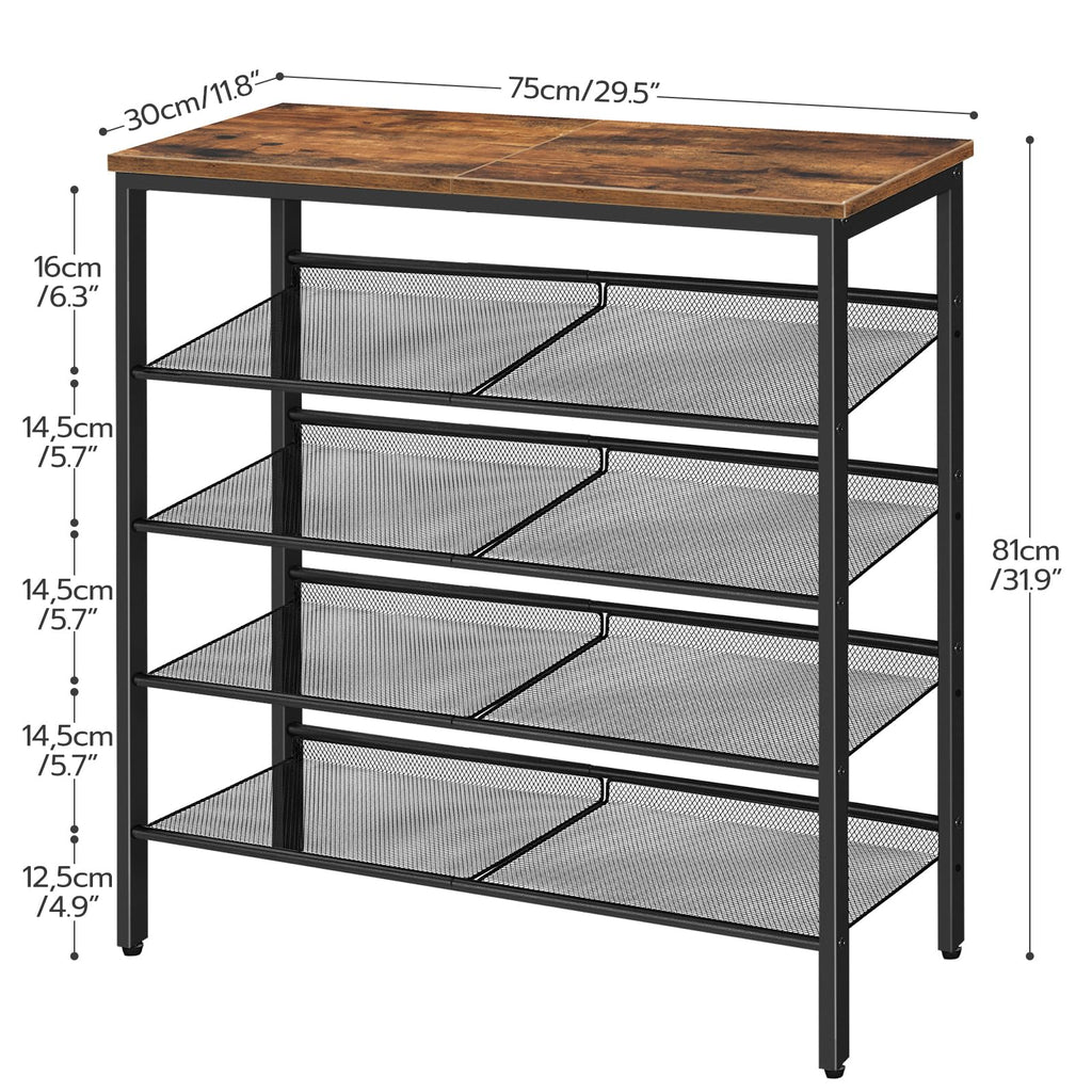 HOOBRO 5-Tier Shoe Rack – Industrial Metal Organizer for 20 Pairs