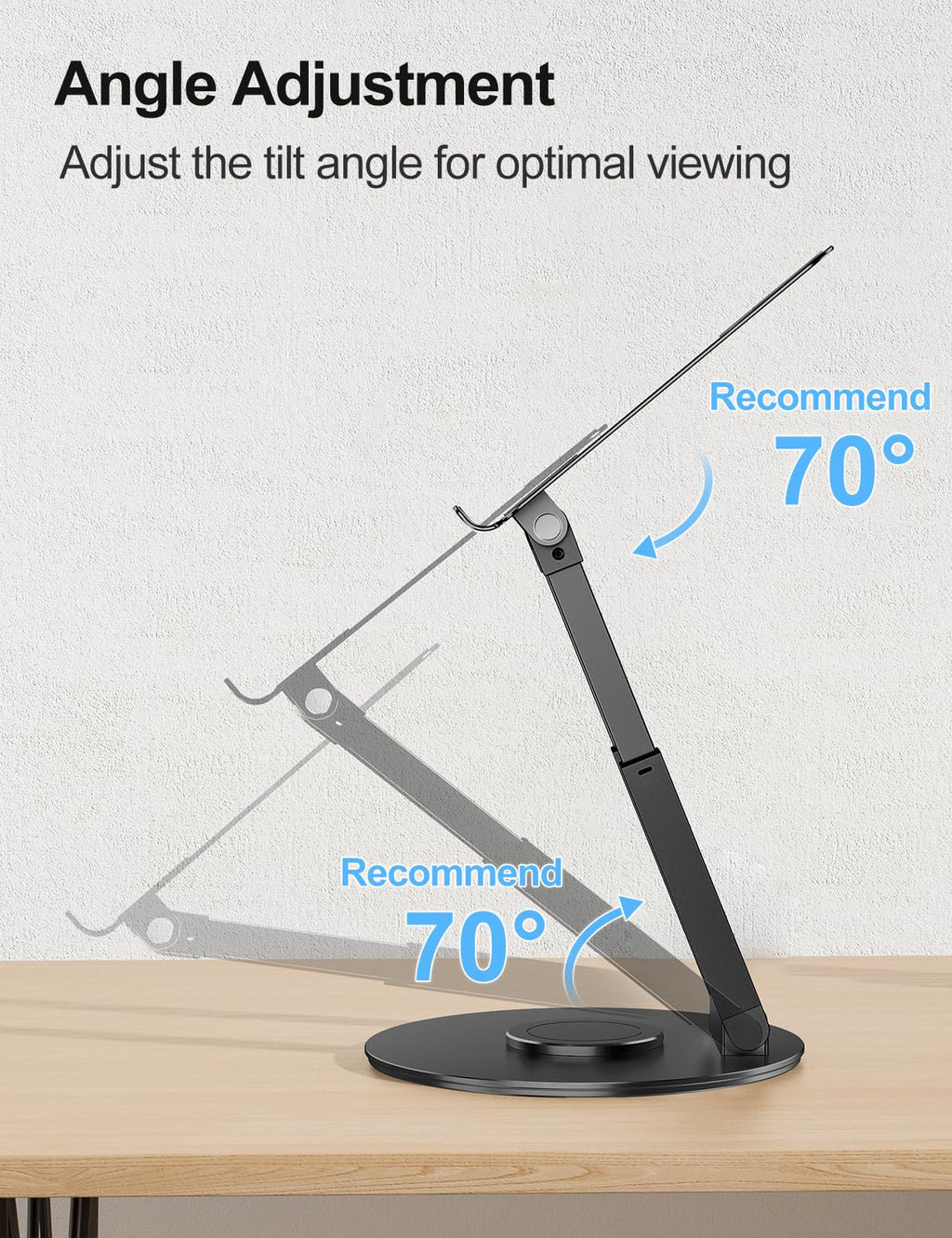 Tounee Telescopic Laptop Stand | 360 Swivel Sit-to-Stand Riser | Black