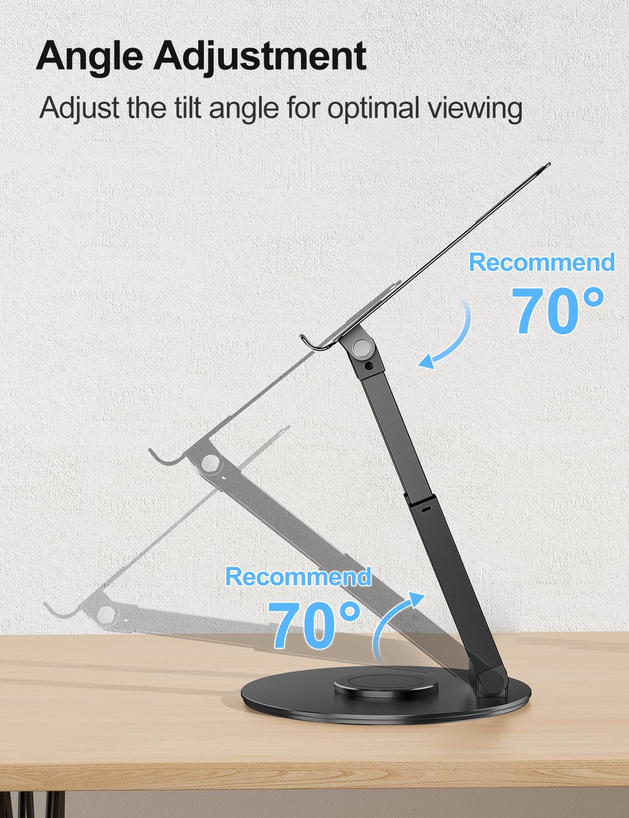 Tounee Telescopic Laptop Stand | 360 Swivel Sit-to-Stand Riser | Black