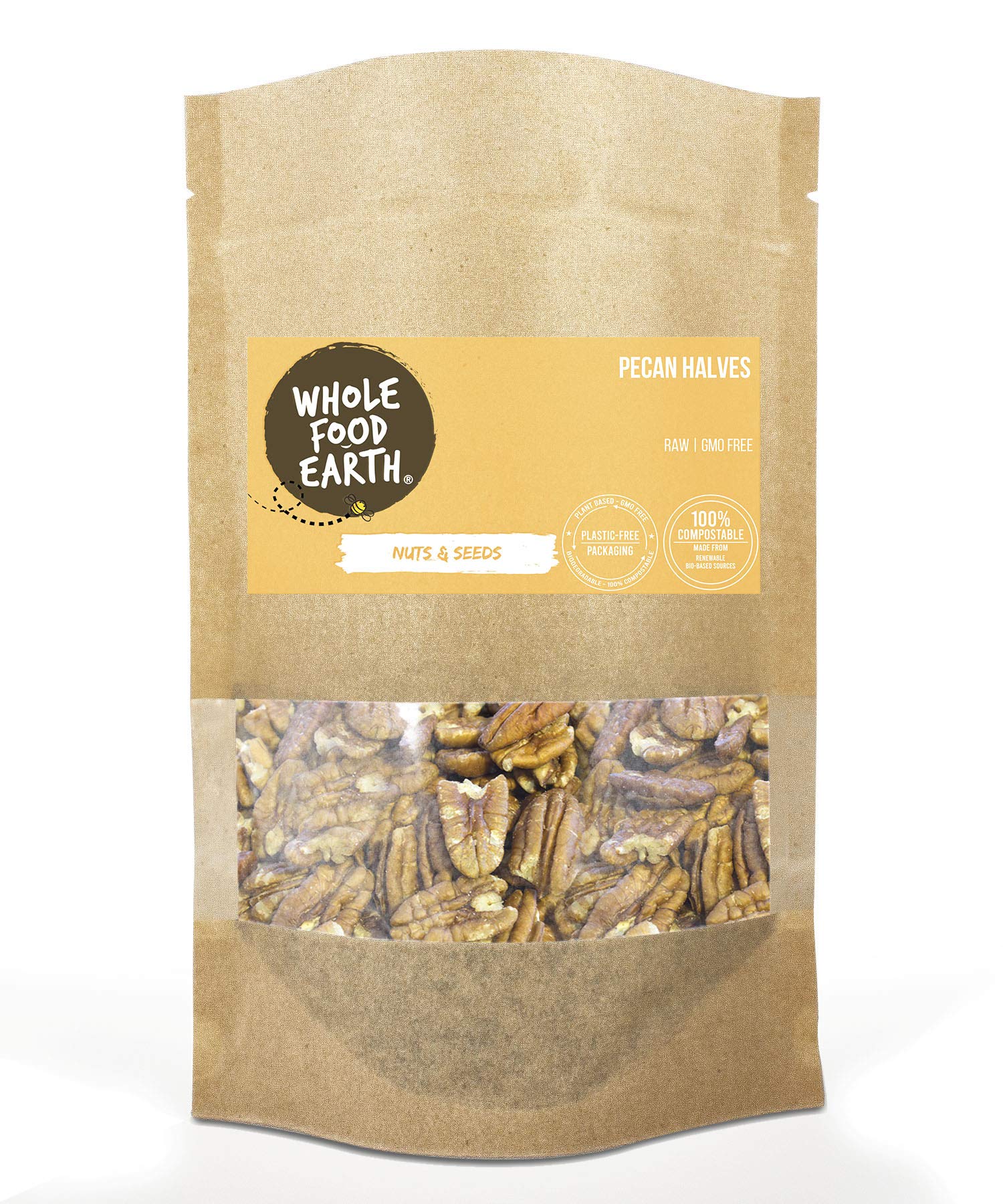 Wholefood Earth Pecan Halves – 1kg Raw Vegan Nuts for Baking & Snacks