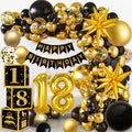 YEJIKJ 18th Birthday Decorations Set – Black and Gold Balloon Garland Kit