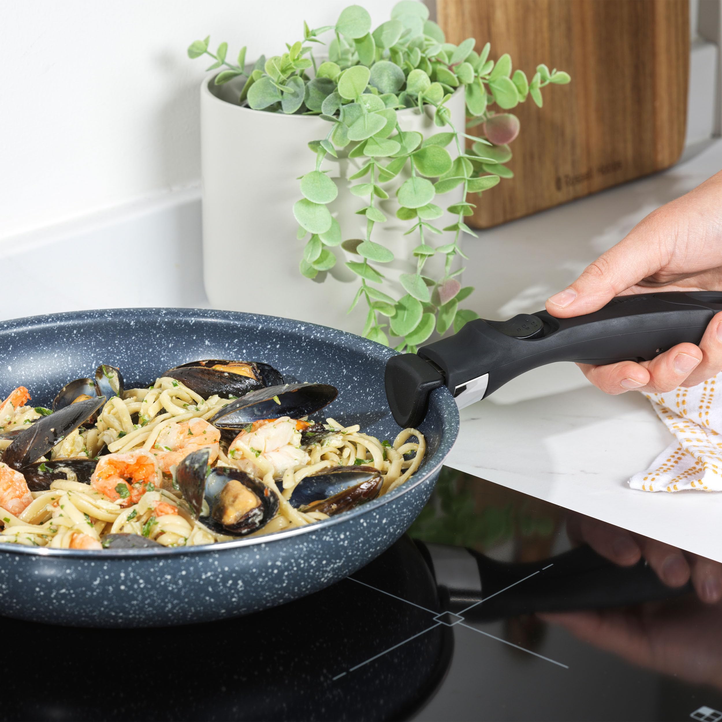 Russell Hobbs Nightfall Stone Non-Stick Frying Pan Set with Detachable Handle