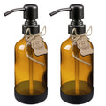 ALTGLAS Sarajevo Amber Glass Soap Dispenser Set | Matte Black Steel Pump