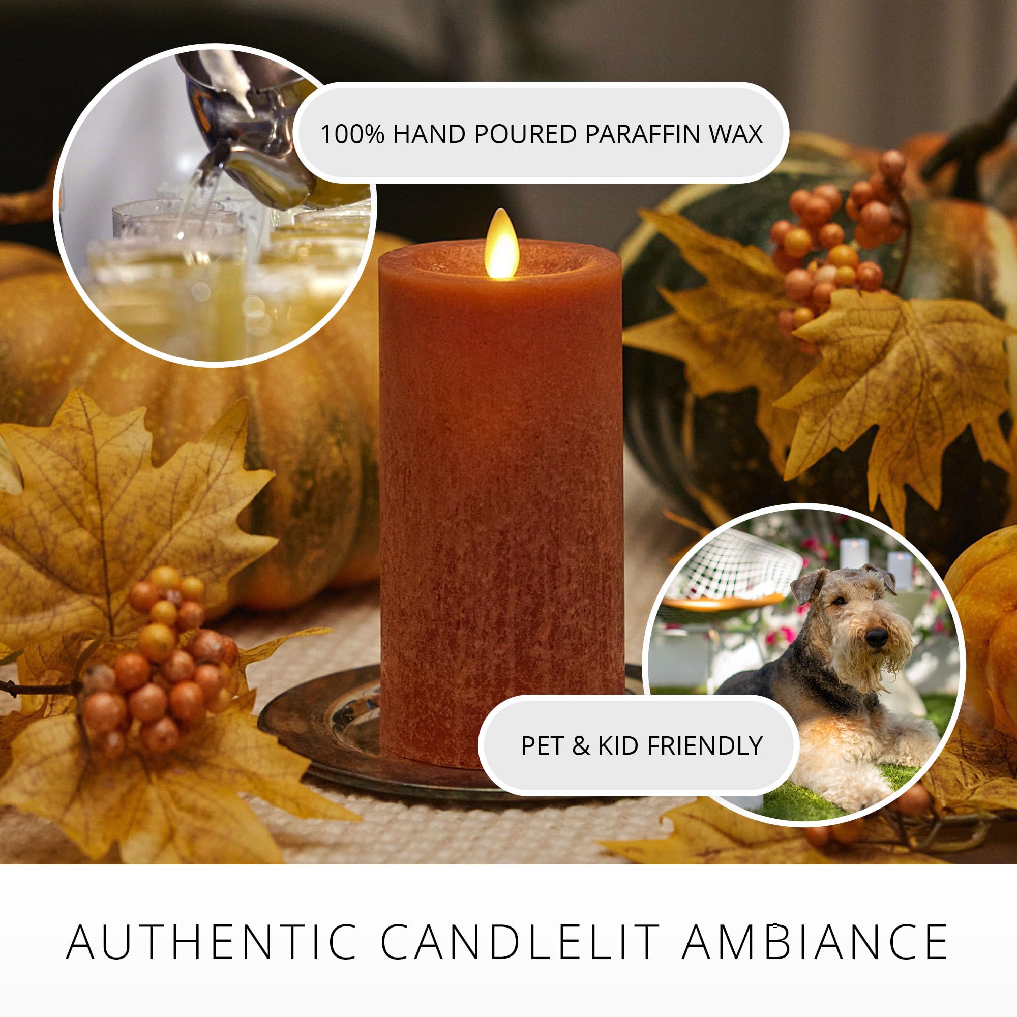 Luminara Flameless LED Pillar Candle | Adobe Seaglass Real Wax 3x6.5
