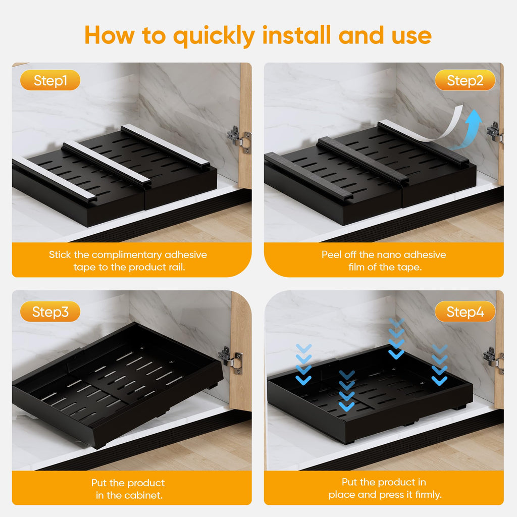 2-Pack Expandable Pull Out Cabinet Organizer, 12.6-21" Width