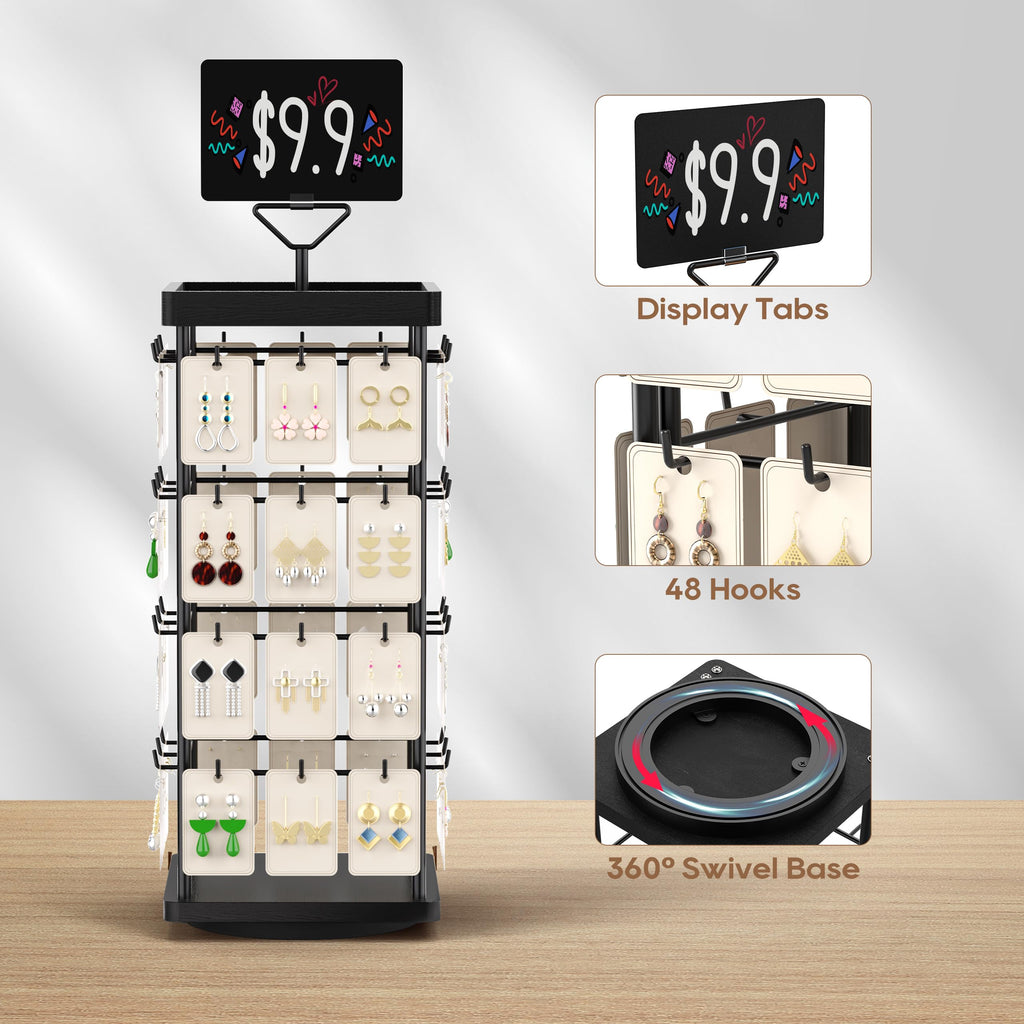 THYGIFTREE Rotating Earring Display for Vendors, Jewelry Display Stand for Selling, Necklace Display Stands Earring Cards for Selling Bracelets - image 3