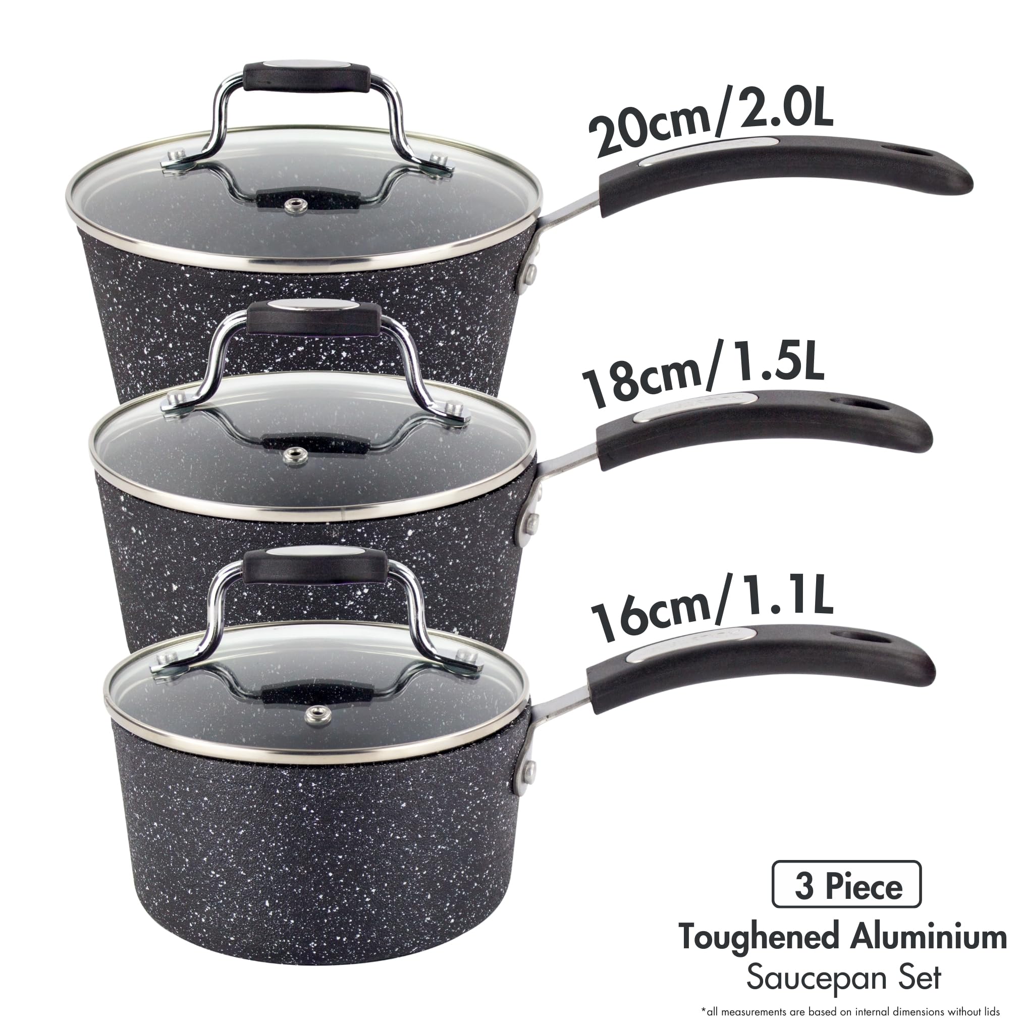 Scoville Neverstick 3-Piece Non-Stick Saucepan Set | Induction Ready