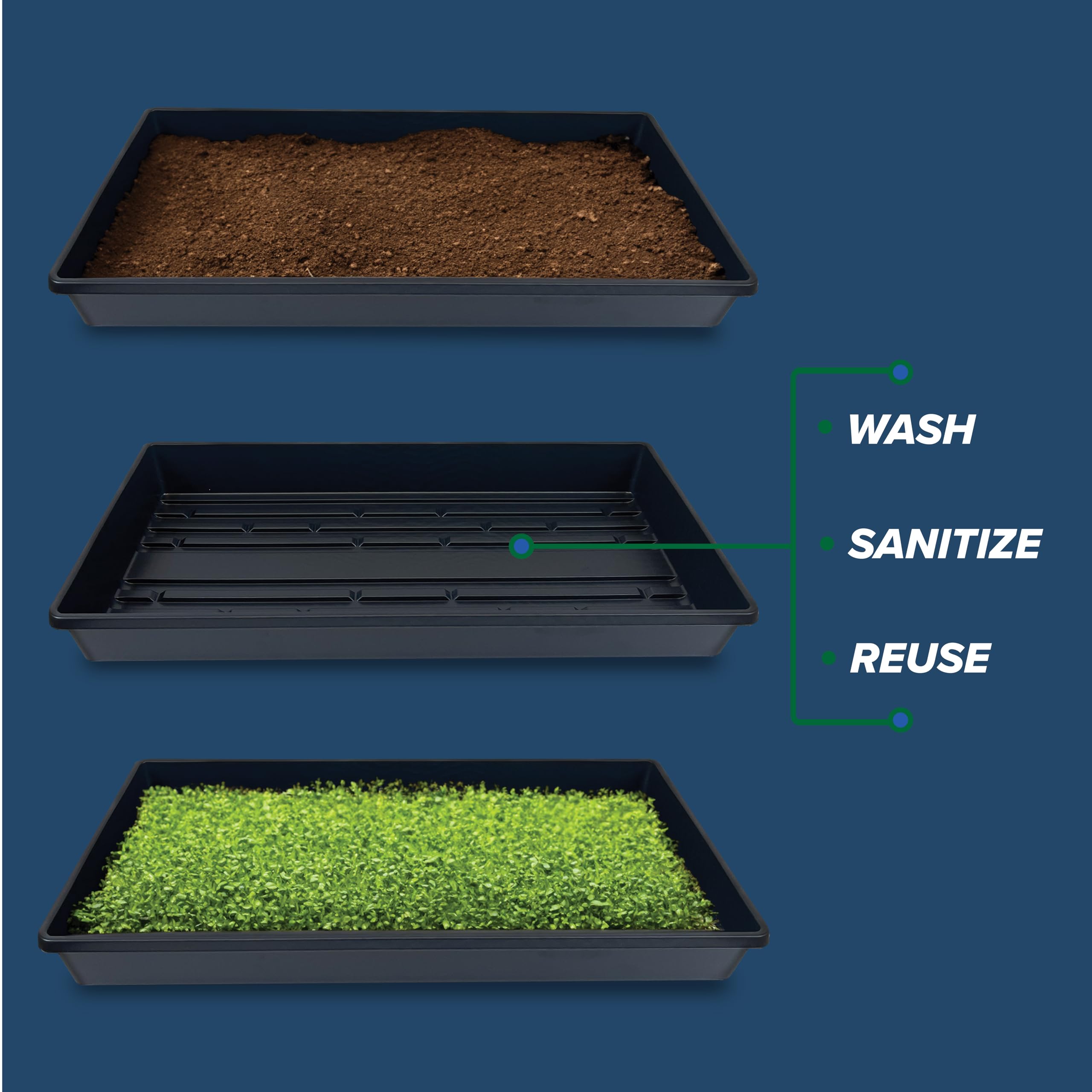 Jolof Store 10-Pack Plant Growing Trays – 20x10 No Drain Hole Seed Starters