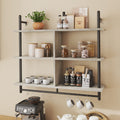 Bestier 115CM Industrial Pipe Shelving | 3-Tier Wall Mounted Ladder Shelf