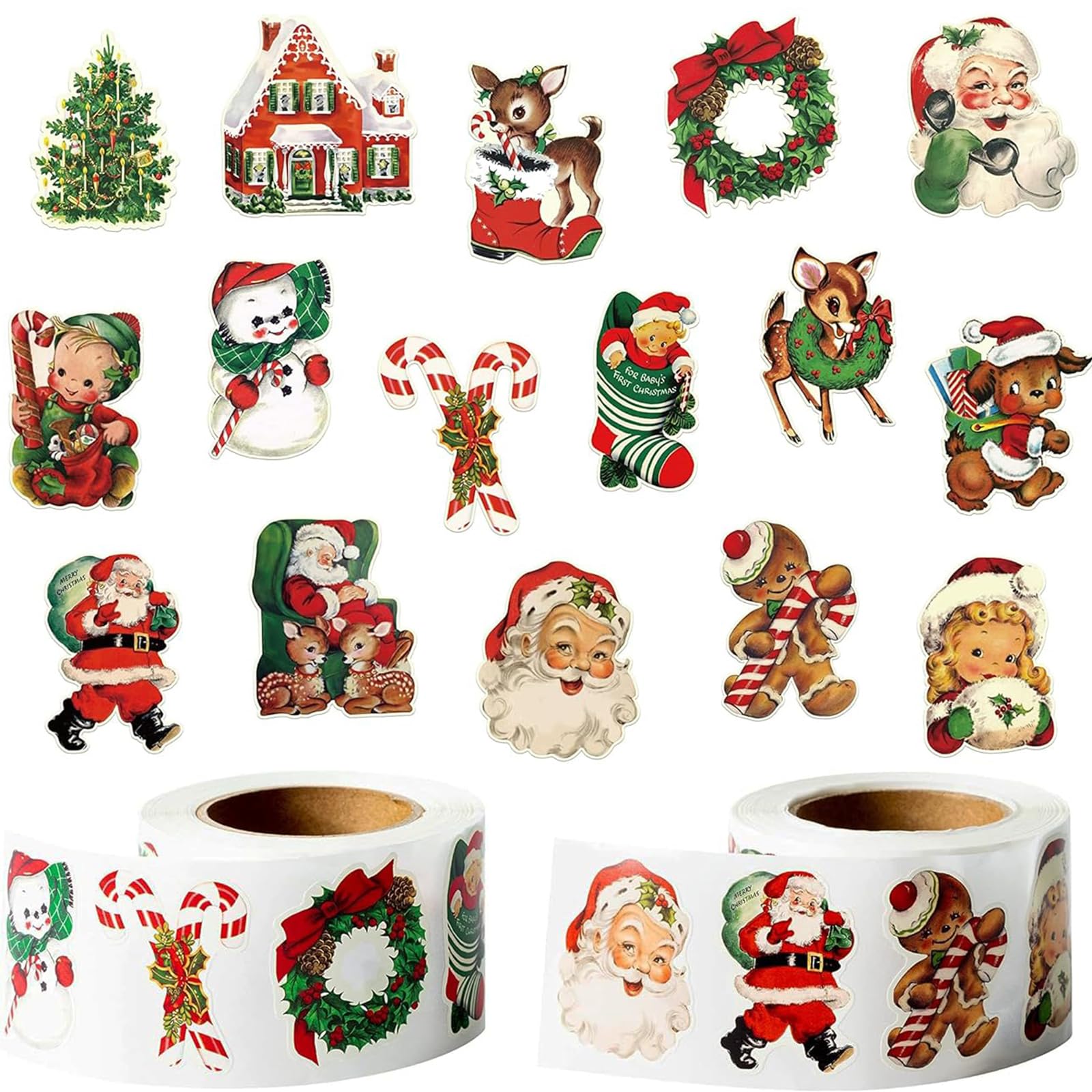 500PCS Christmas Stickers – Self Adhesive Holiday Gift Labels