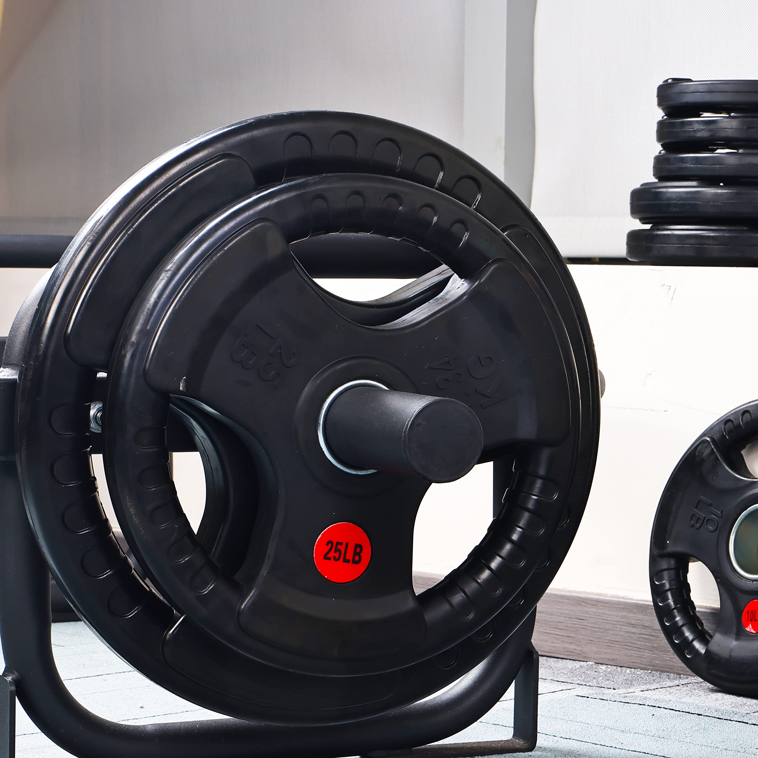 Signature Fitness 25LB Olympic Cast Iron Weight Plates - 2-Inch Pair