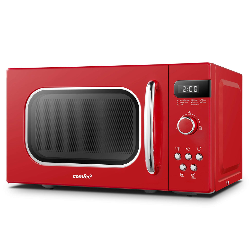 COMFEE' Retro 800W 20L Microwave Oven | 8 Auto Menus | Passionate Red